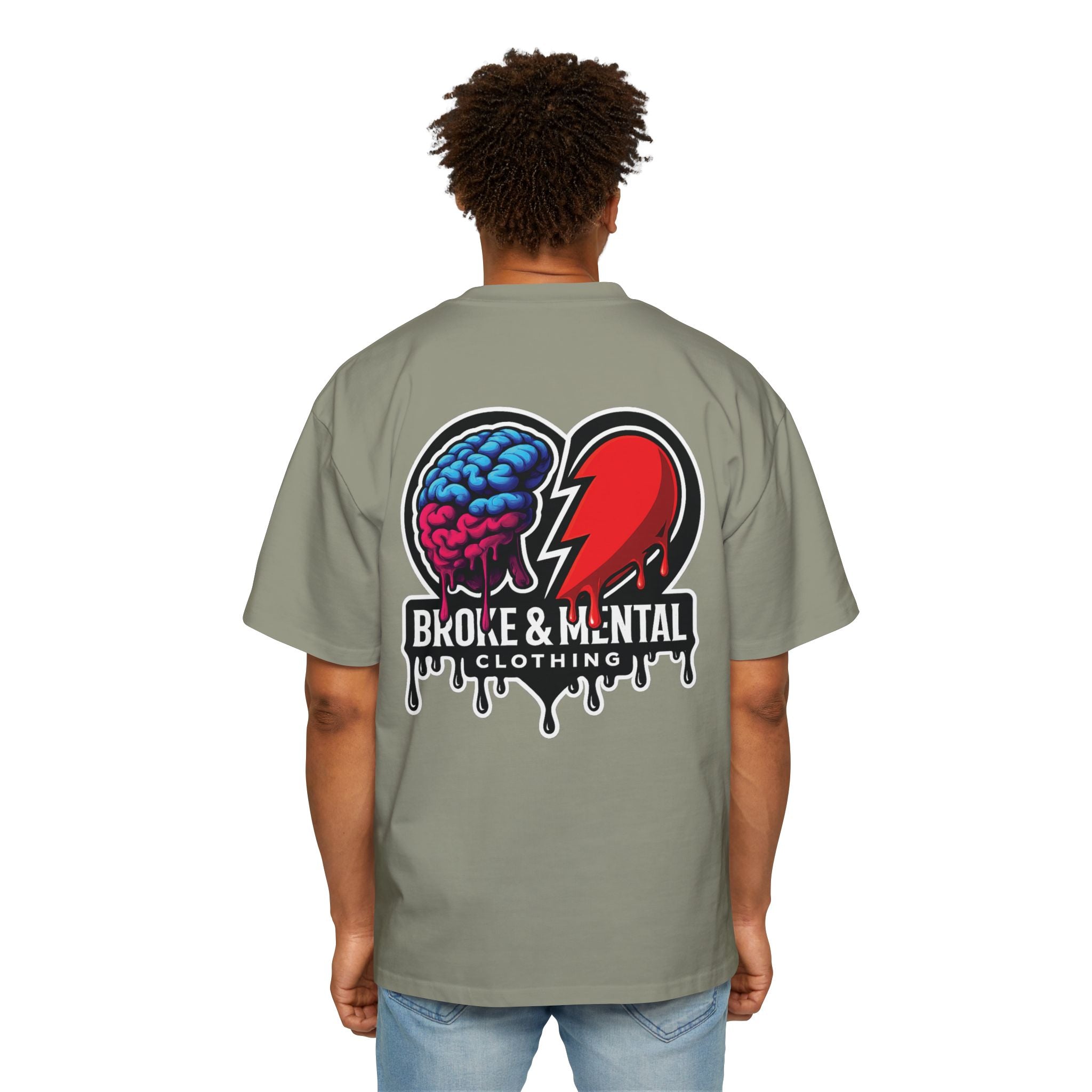 Oversized Tee — “Broke & Mental” warped drip