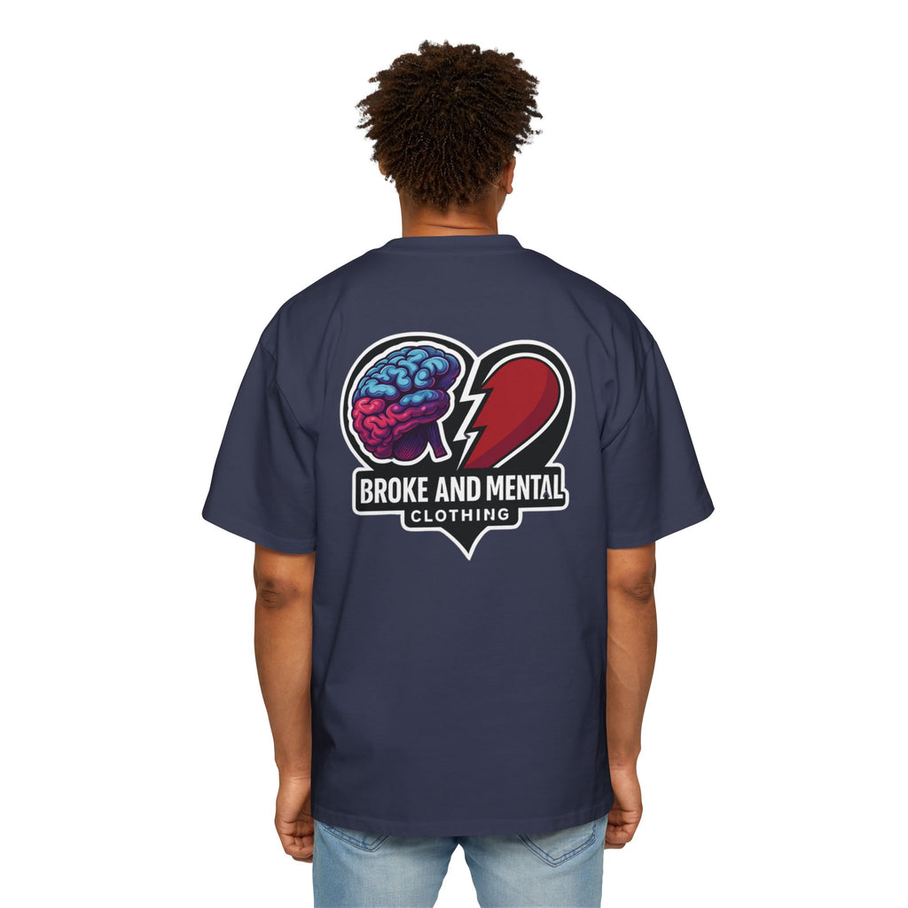 Broke & Mental Graphic Tee — Heart Brain Broken Logo Oversized T-Shirt