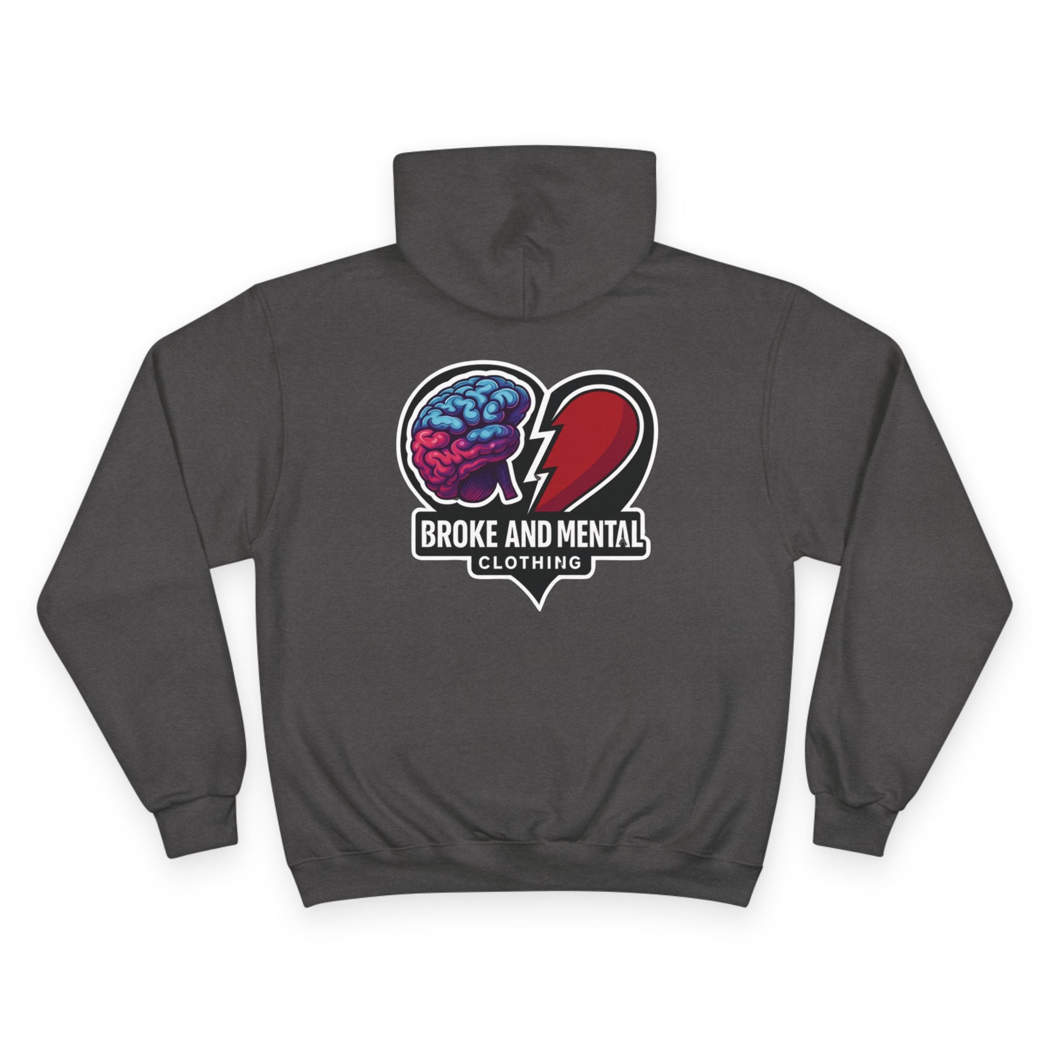 Broke and Mental Hoodie – Brain & Broken Heart Logo Pullover