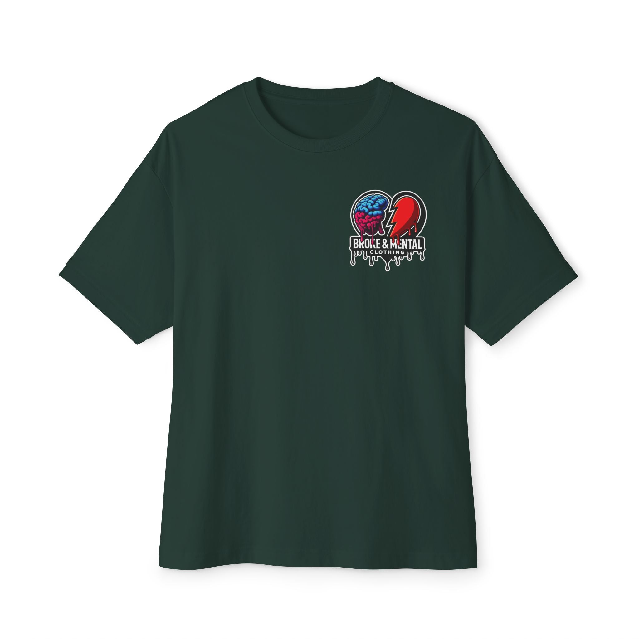 Broke & Mental Graphic Tee — Dripping Brain & Broken Heart Streetwear