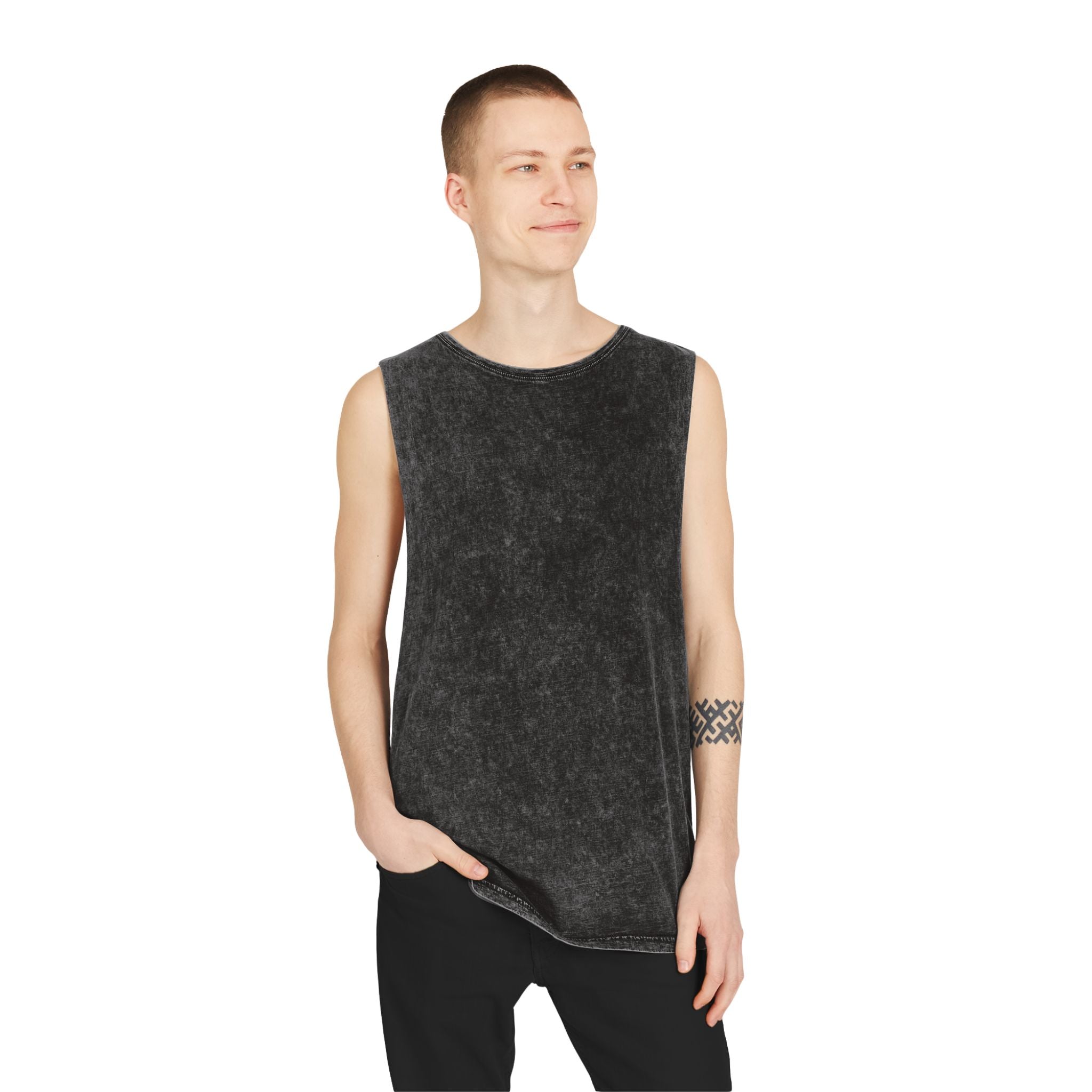 Broke and Mental Stonewash Tank Top — Mental Health Heart & Brain Graphic Tank