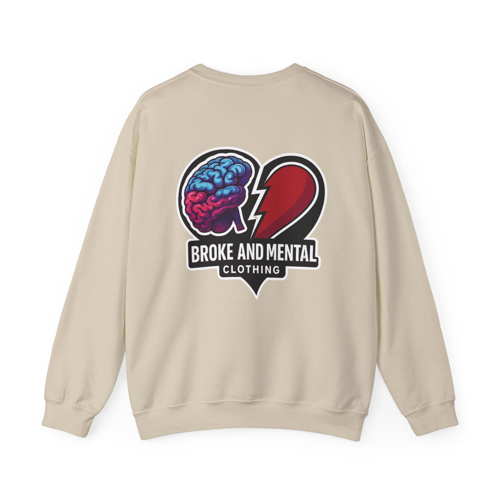 Broken Mental Crewneck Sweatshirt - Retro Distressed Graphic Pullover