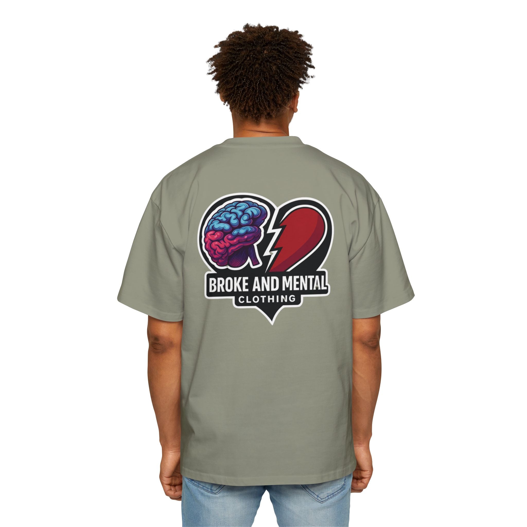 Broke & Mental Graphic Tee — Heart Brain Broken Logo Oversized T-Shirt