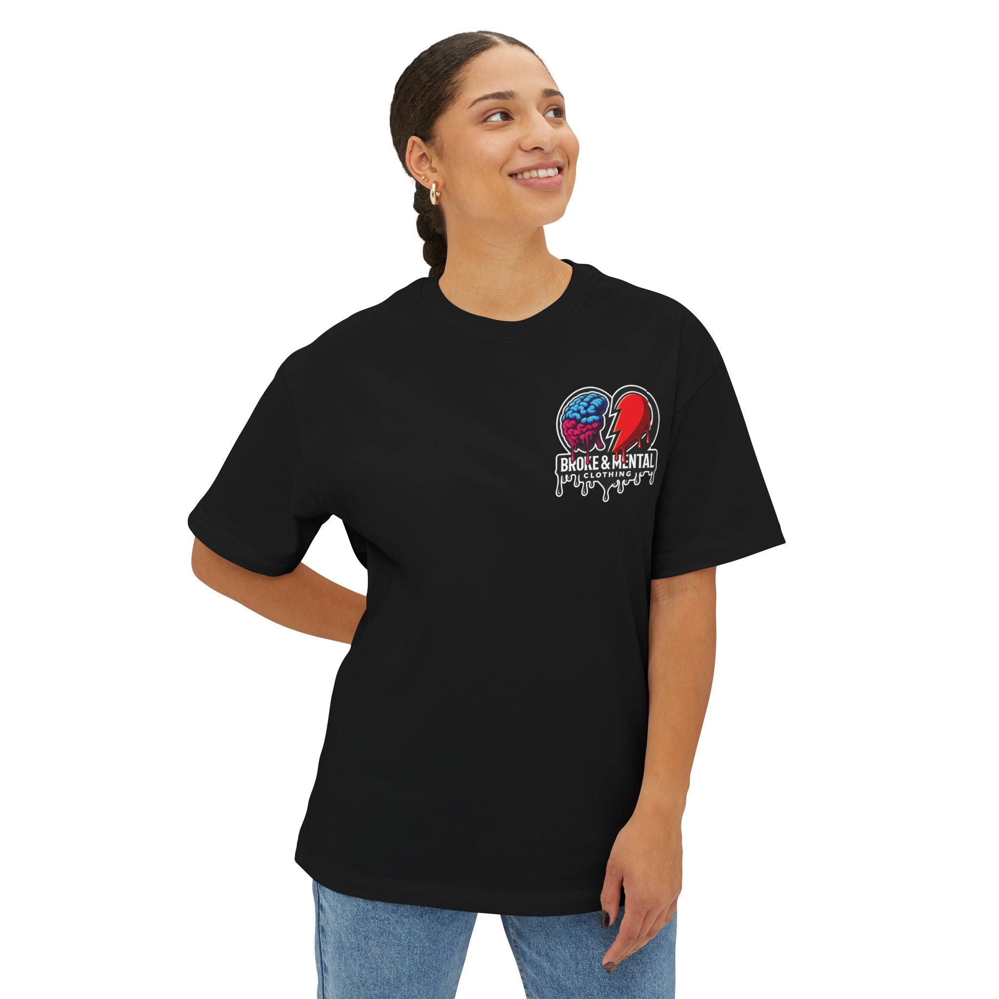 Broke & Mental Graphic Tee — Dripping Brain & Broken Heart Streetwear
