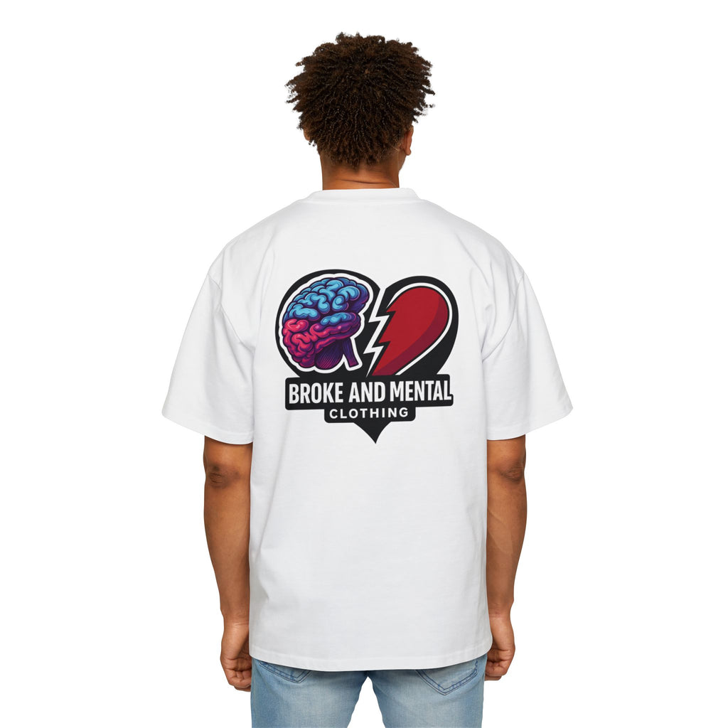 Broke & Mental Graphic Tee — Heart Brain Broken Logo Oversized T-Shirt