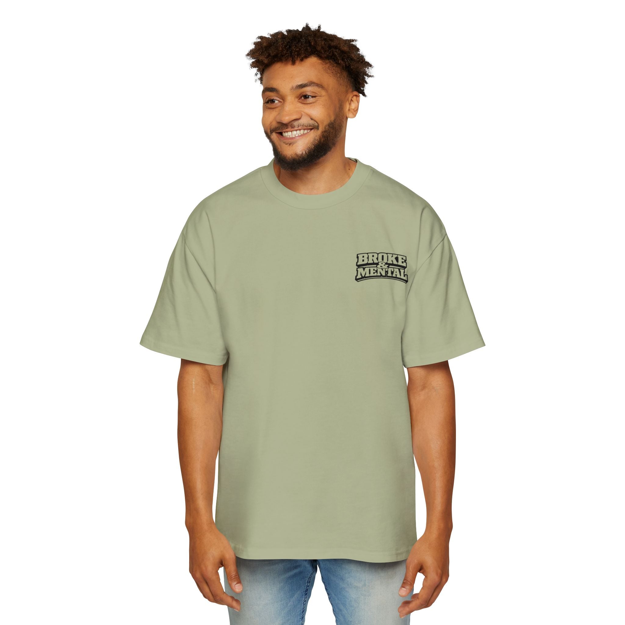Broke & Mental Graphic Tee — Heart Brain Broken Logo Oversized T-Shirt