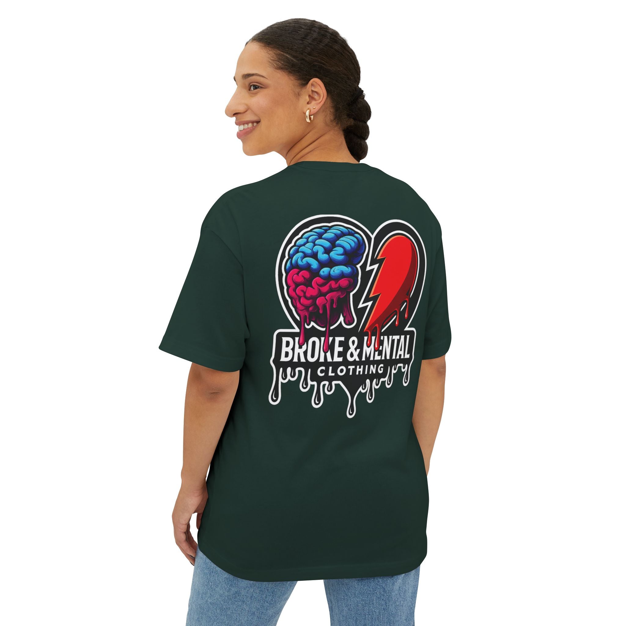 Broke & Mental Graphic Tee — Dripping Brain & Broken Heart Streetwear