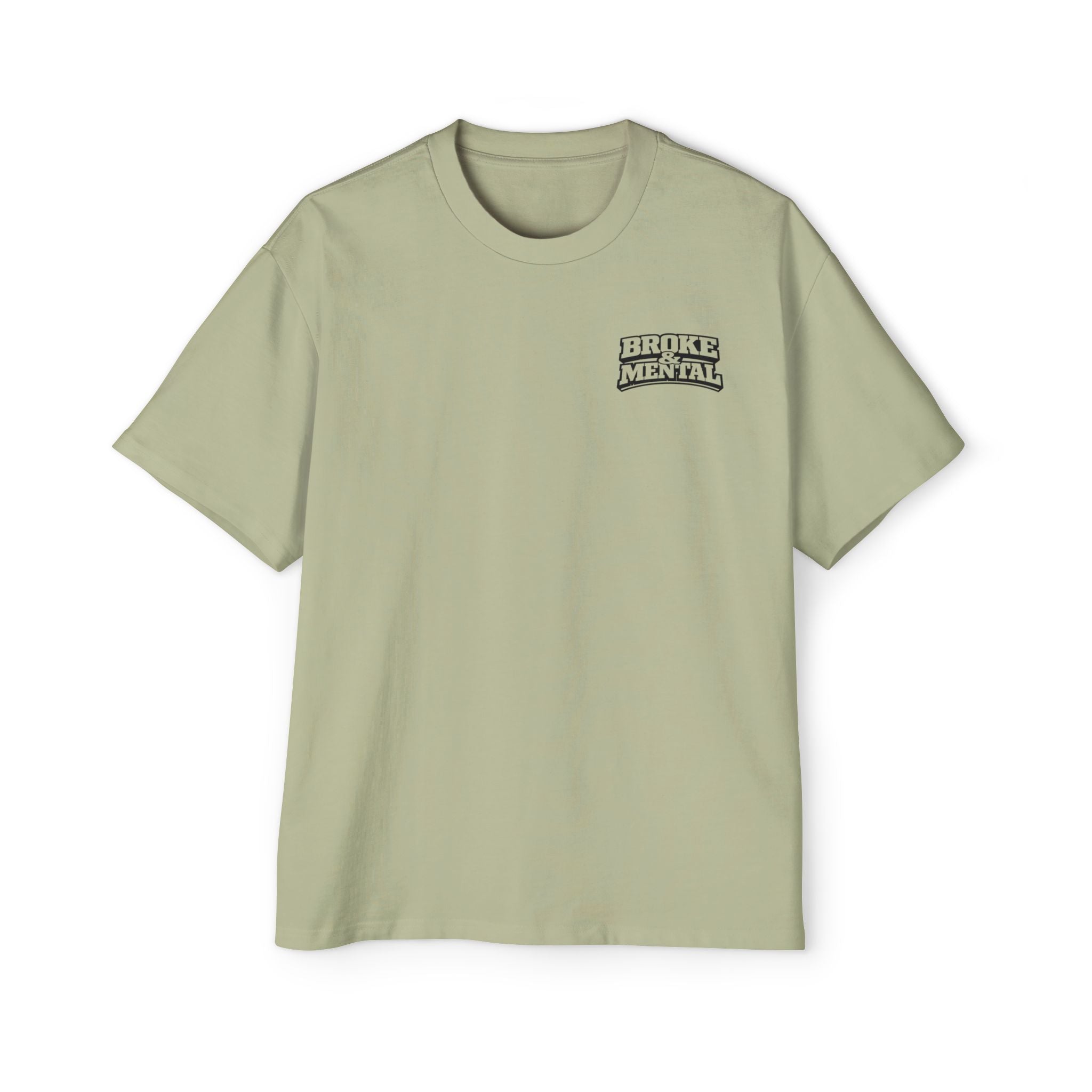 Broke & Mental Graphic Tee — Heart Brain Broken Logo Oversized T-Shirt