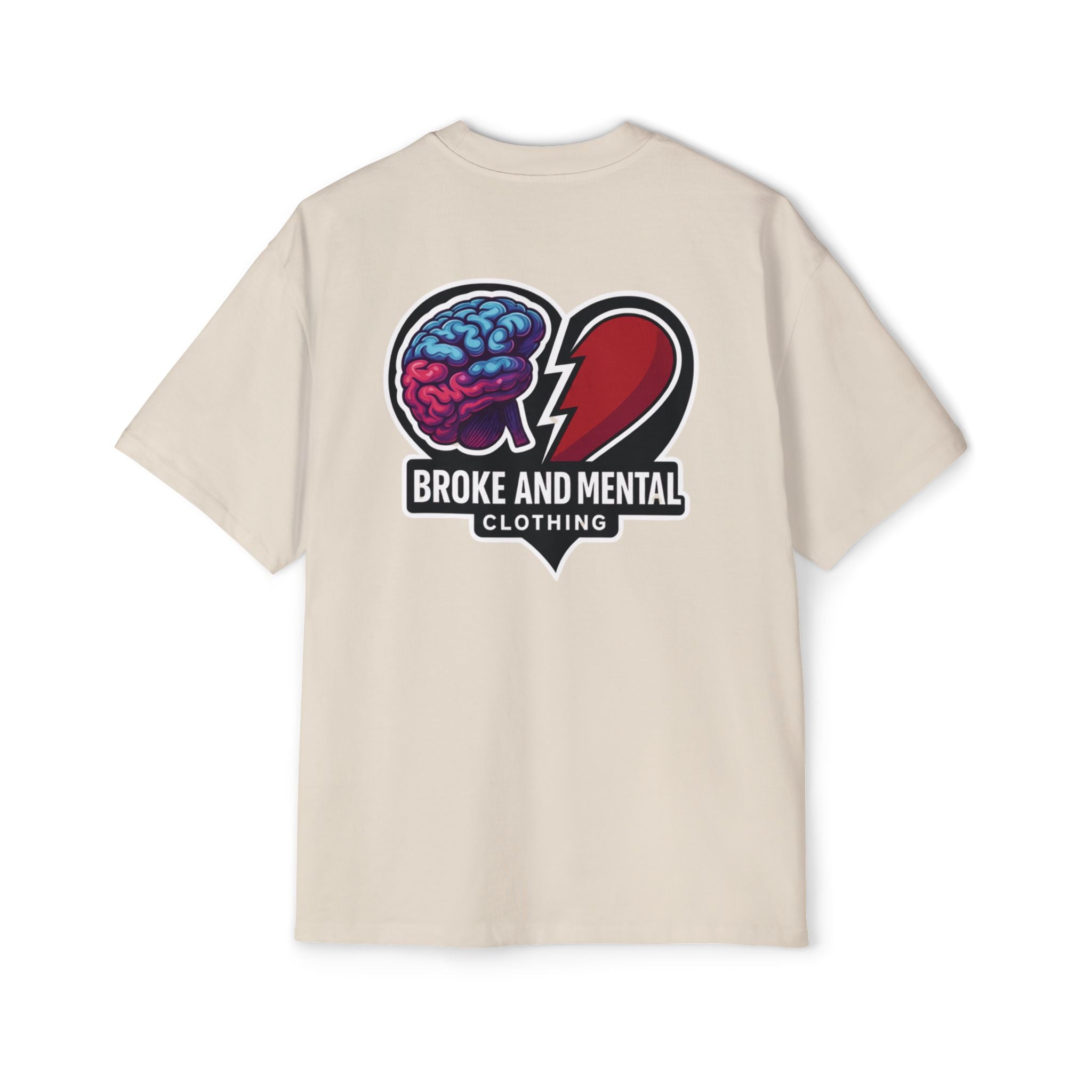 Broke & Mental Graphic Tee — Heart Brain Broken Logo Oversized T-Shirt