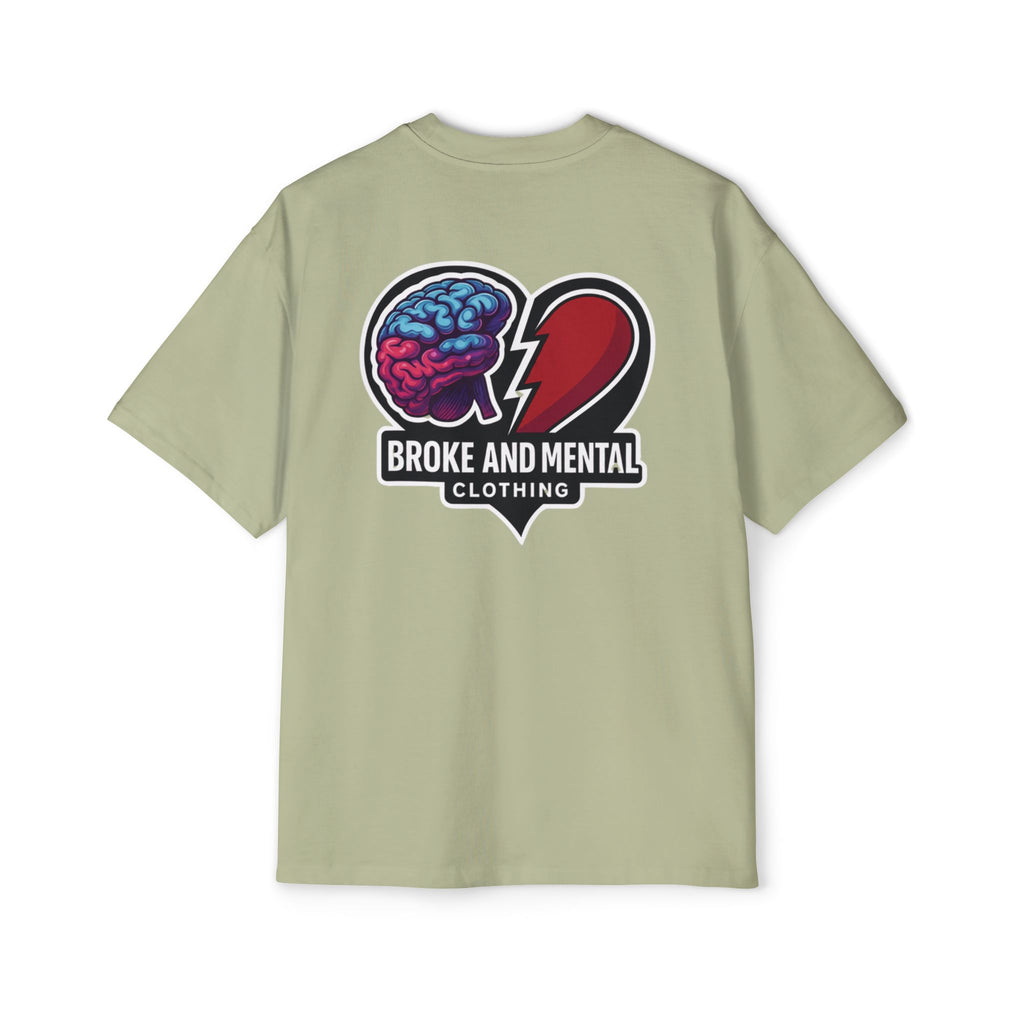Broke & Mental Graphic Tee — Heart Brain Broken Logo Oversized T-Shirt