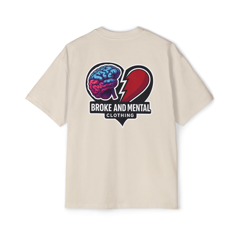 Broke & Mental Graphic Tee — Heart Brain Broken Logo Oversized T-Shirt