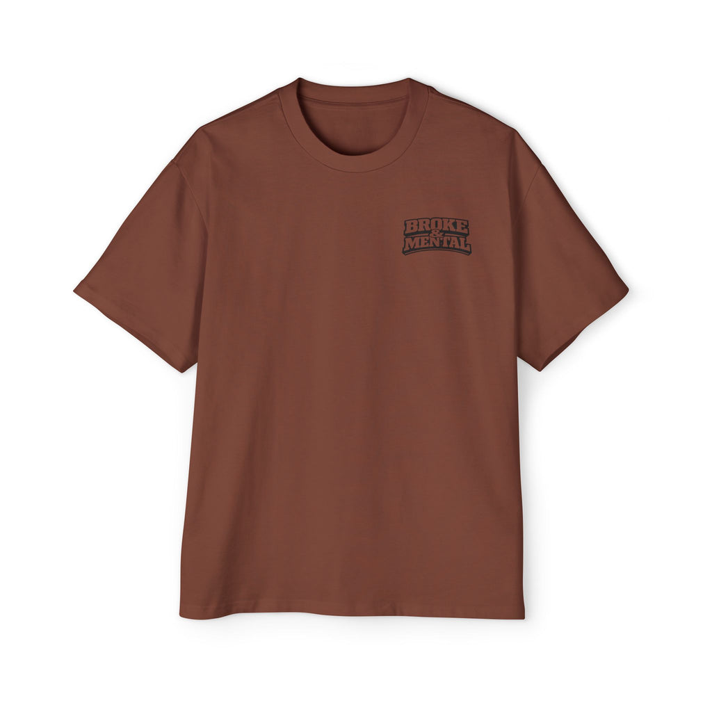 Broke & Mental Graphic Tee — Heart Brain Broken Logo Oversized T-Shirt