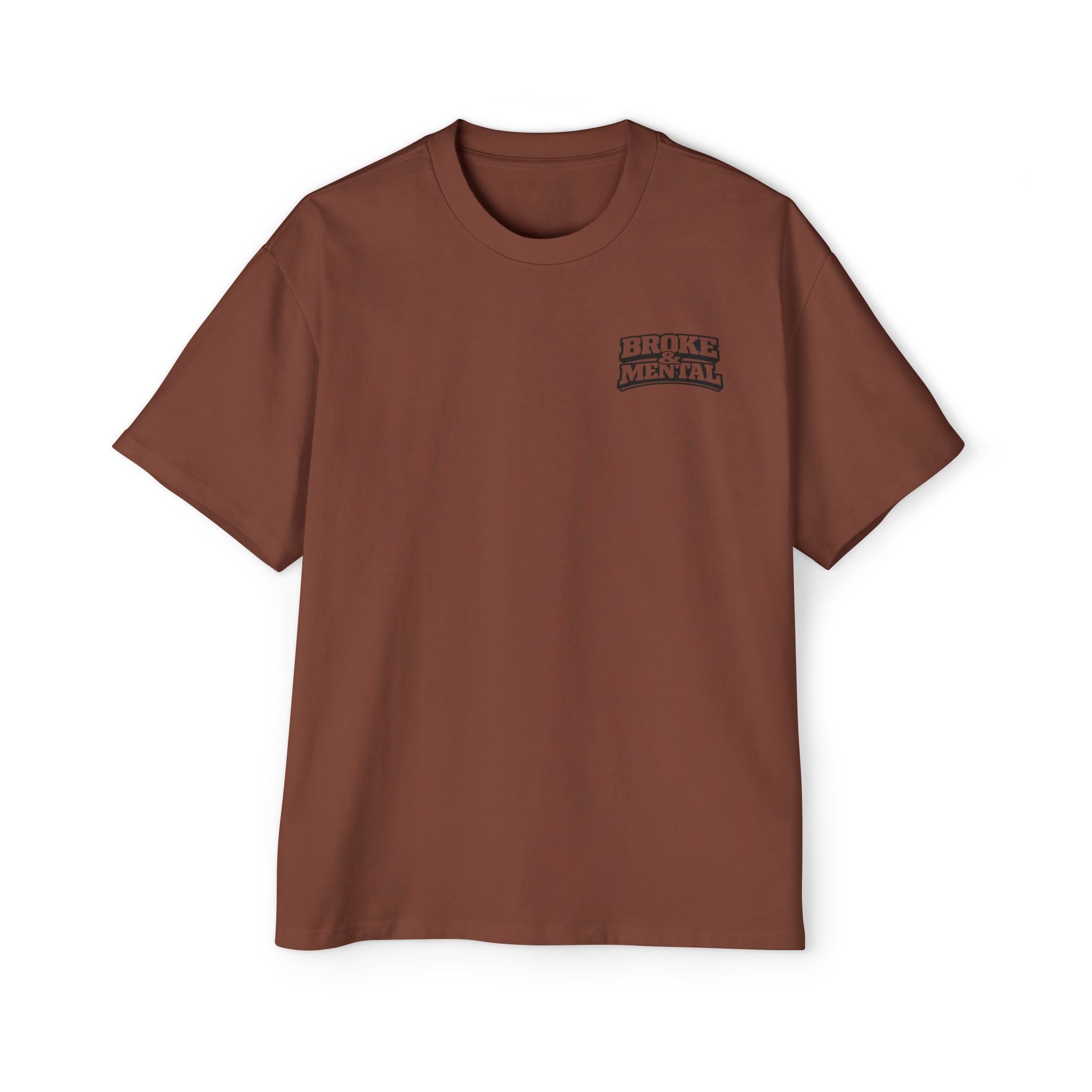 Broke & Mental Graphic Tee — Heart Brain Broken Logo Oversized T-Shirt