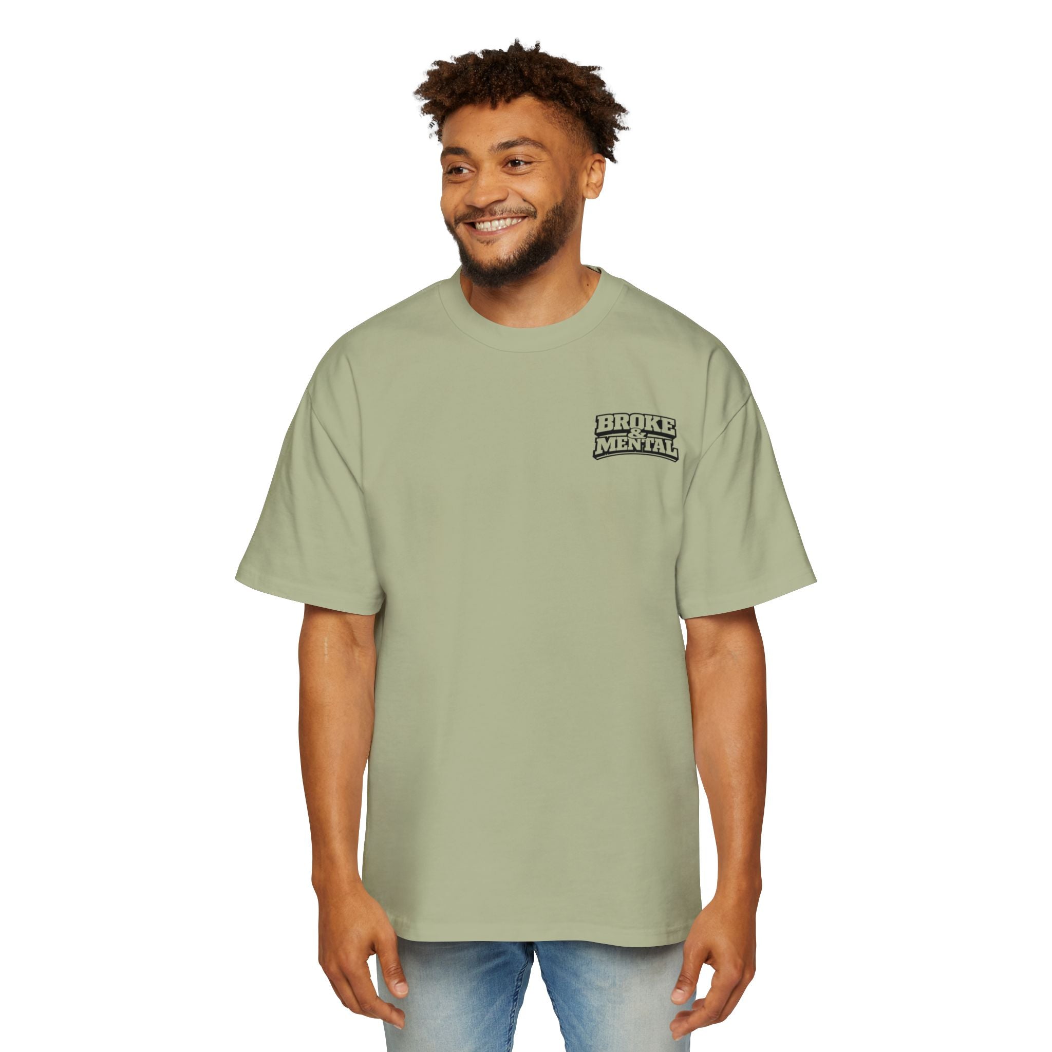 Broke & Mental Graphic Tee — Heart Brain Broken Logo Oversized T-Shirt
