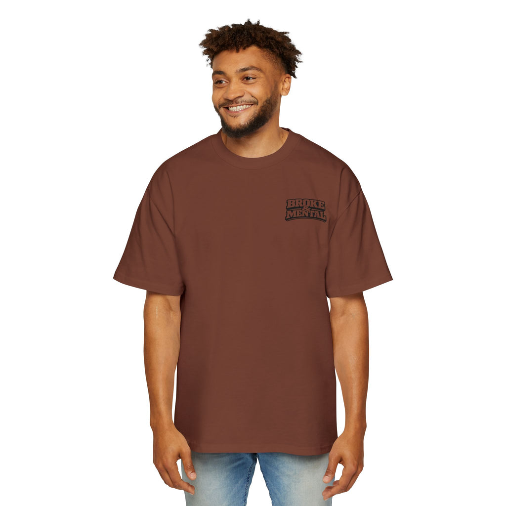 Broke & Mental Graphic Tee — Heart Brain Broken Logo Oversized T-Shirt