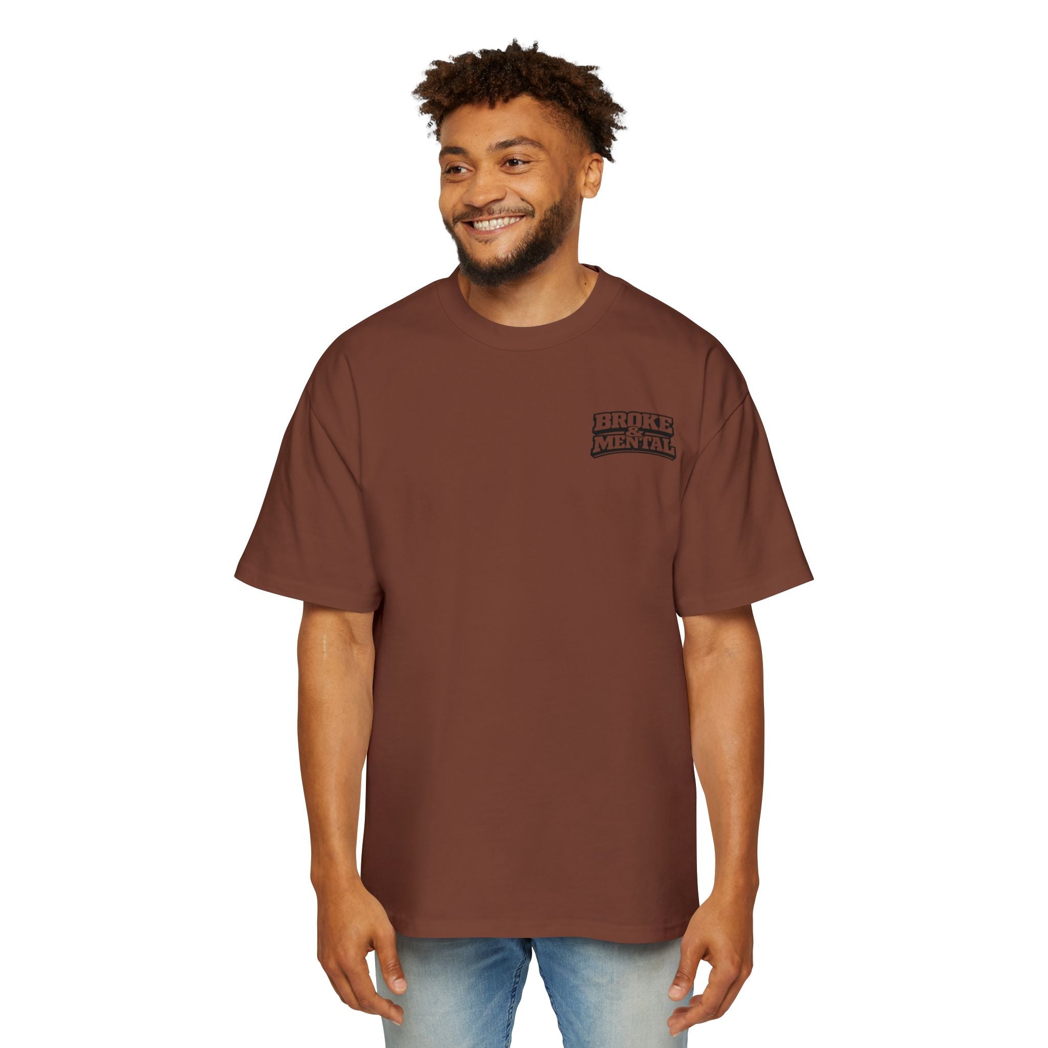 Broke & Mental Graphic Tee — Heart Brain Broken Logo Oversized T-Shirt
