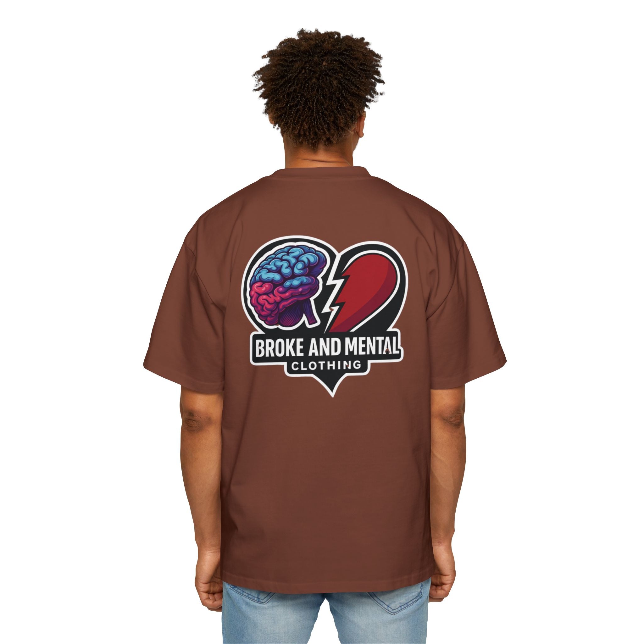 Broke & Mental Graphic Tee — Heart Brain Broken Logo Oversized T-Shirt