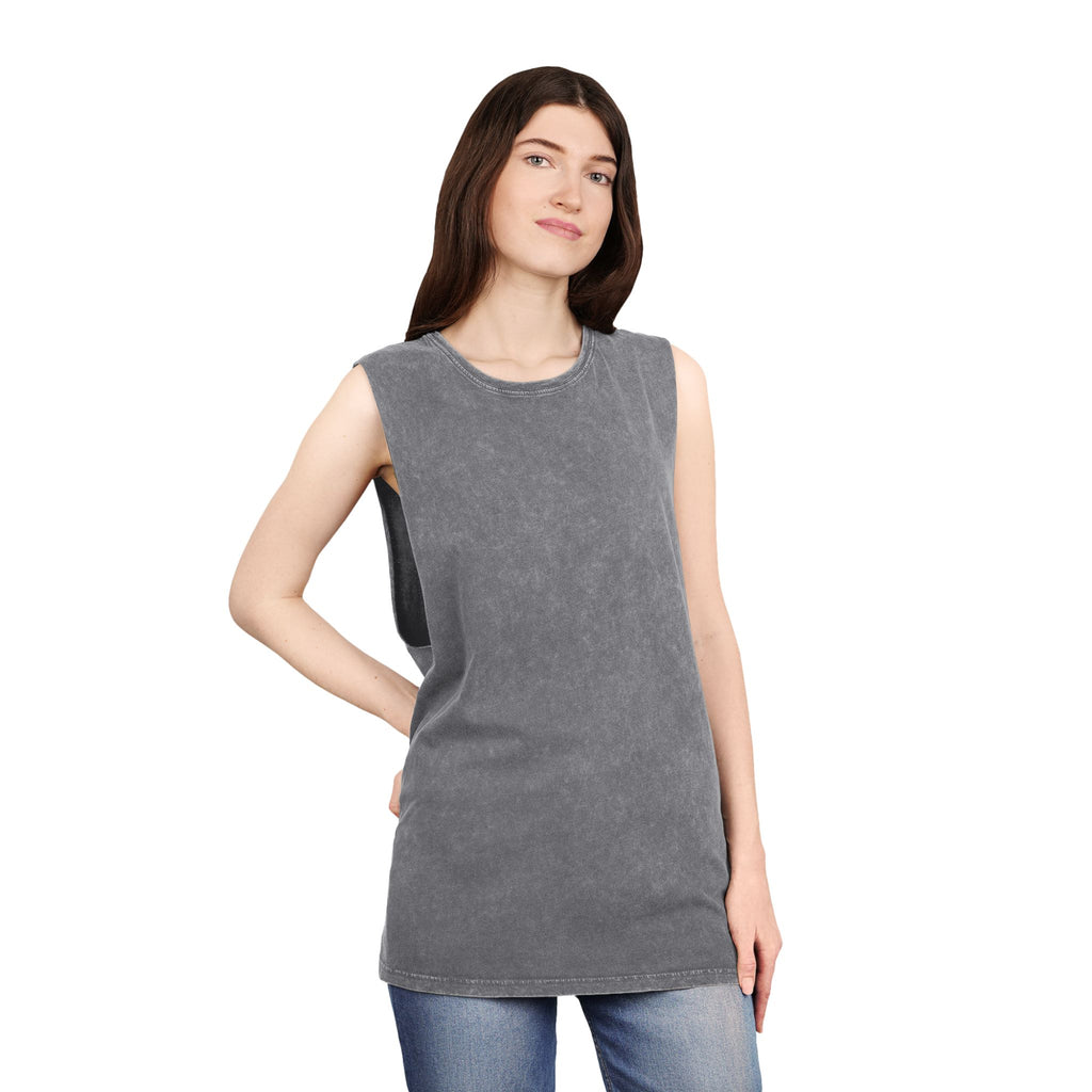 Broke and Mental Stonewash Tank Top — Mental Health Heart & Brain Graphic Tank