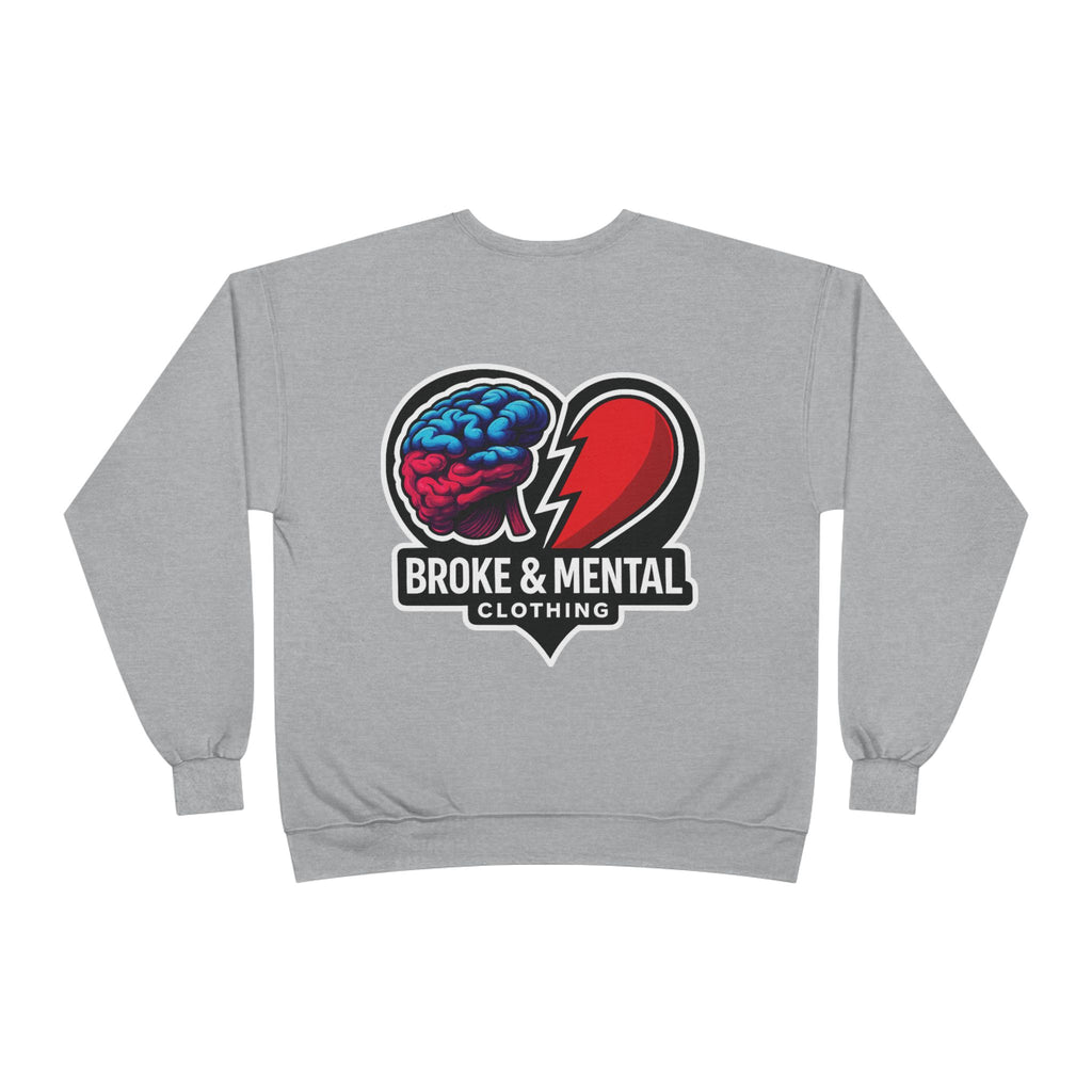 Broke & Mental Heart Logo Sweatshirt — Split Brain & Heart Graphic Crewneck