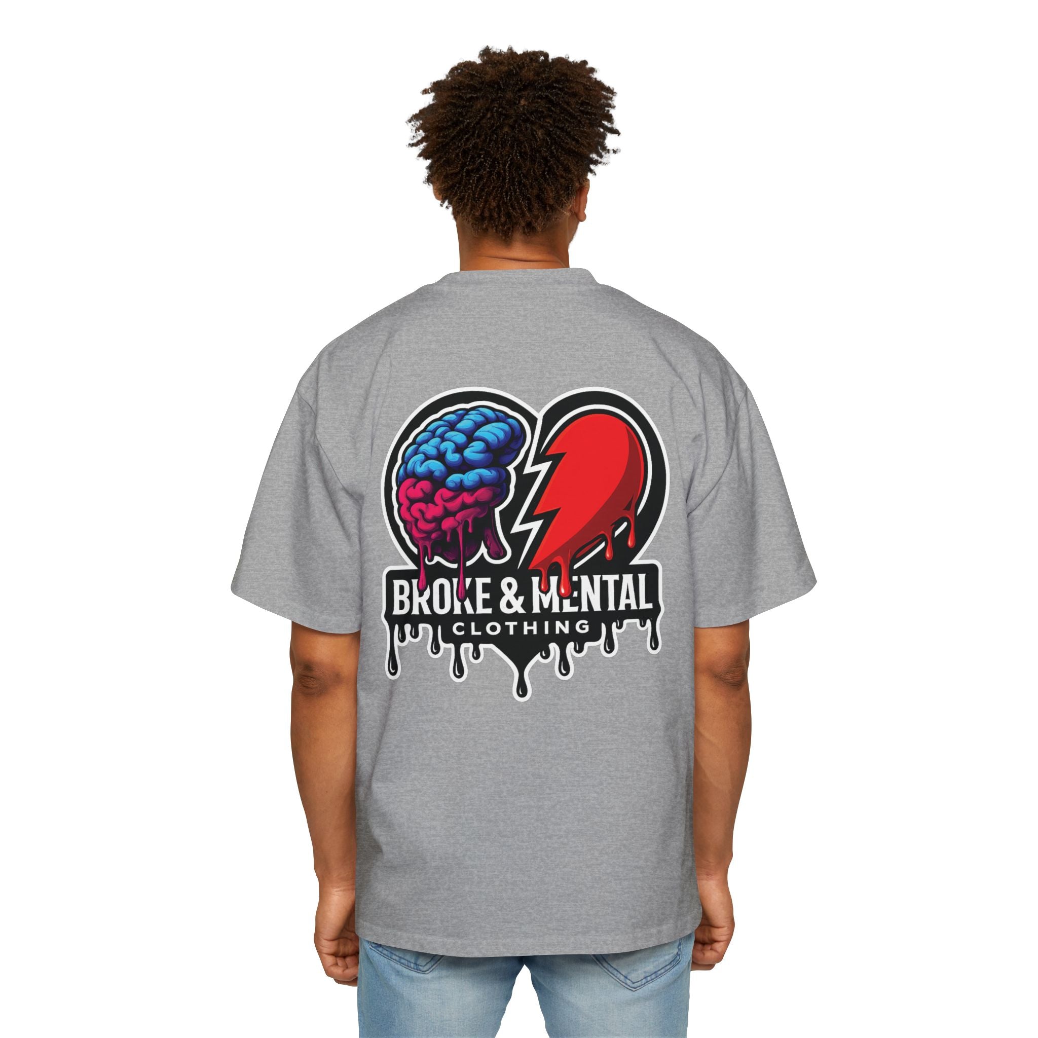 Oversized Tee — “Broke & Mental” warped drip