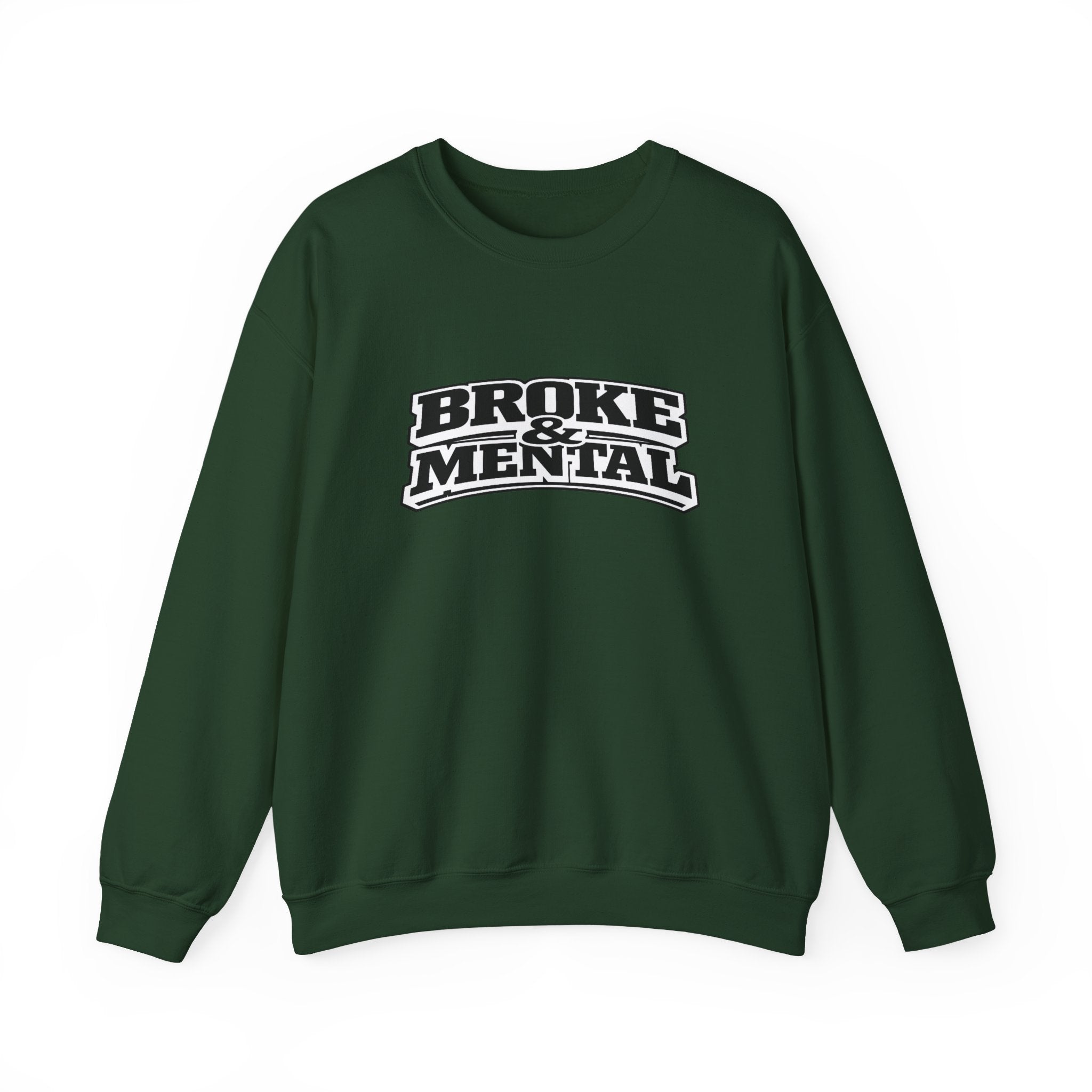 Broken Mental Crewneck Sweatshirt - Retro Distressed Graphic Pullover