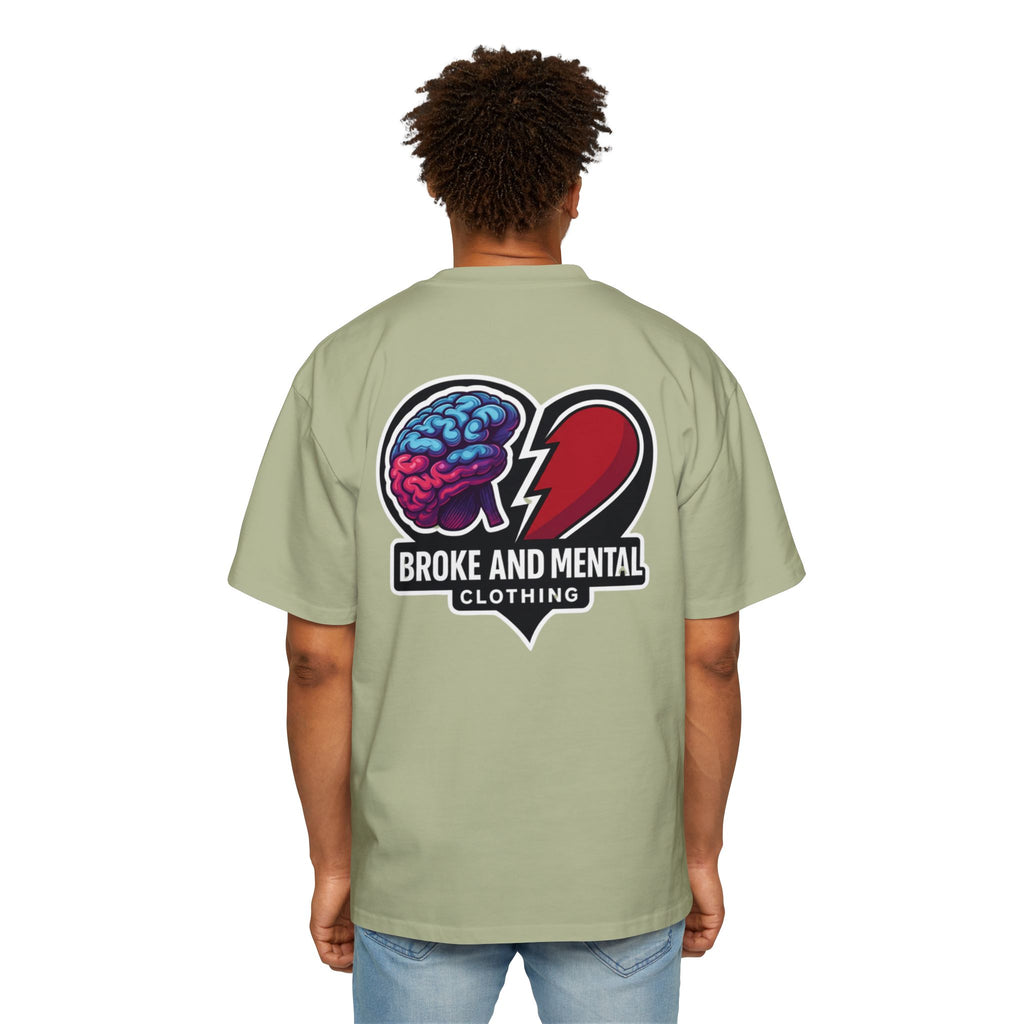Broke & Mental Graphic Tee — Heart Brain Broken Logo Oversized T-Shirt