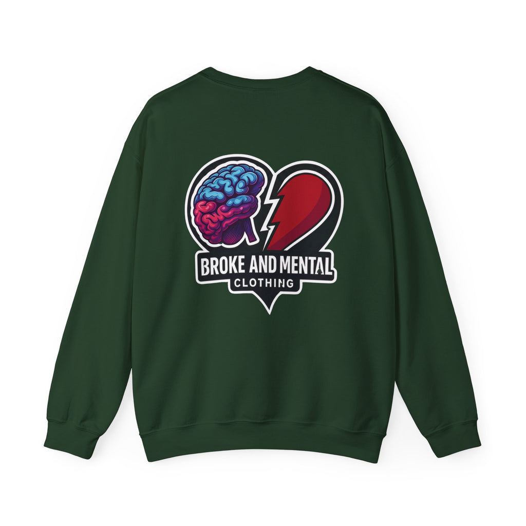 Broken Mental Crewneck Sweatshirt - Retro Distressed Graphic Pullover