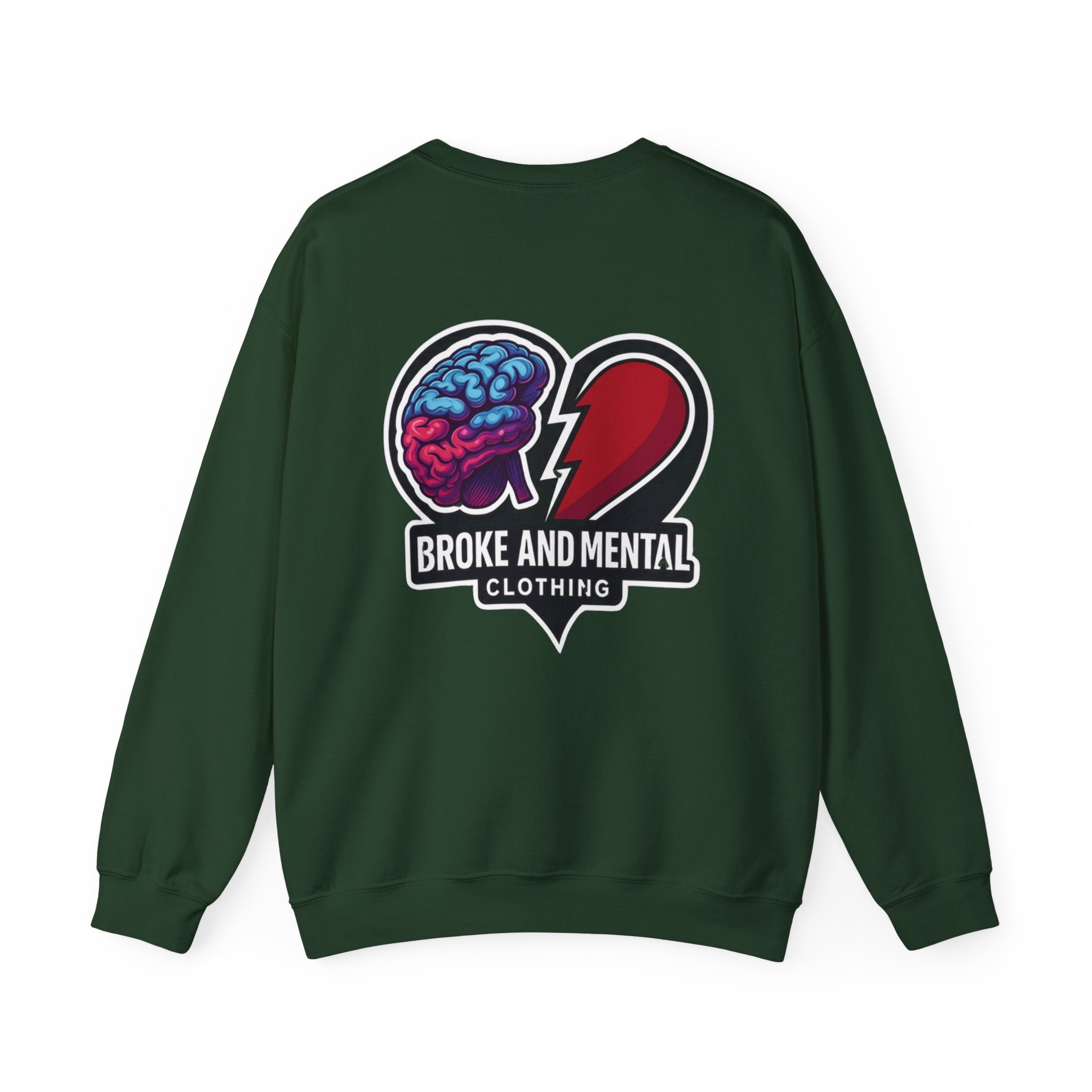 Broken Mental Crewneck Sweatshirt - Retro Distressed Graphic Pullover