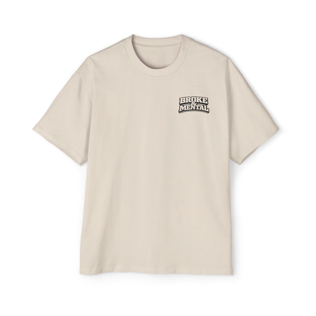 Broke & Mental Graphic Tee — Heart Brain Broken Logo Oversized T-Shirt