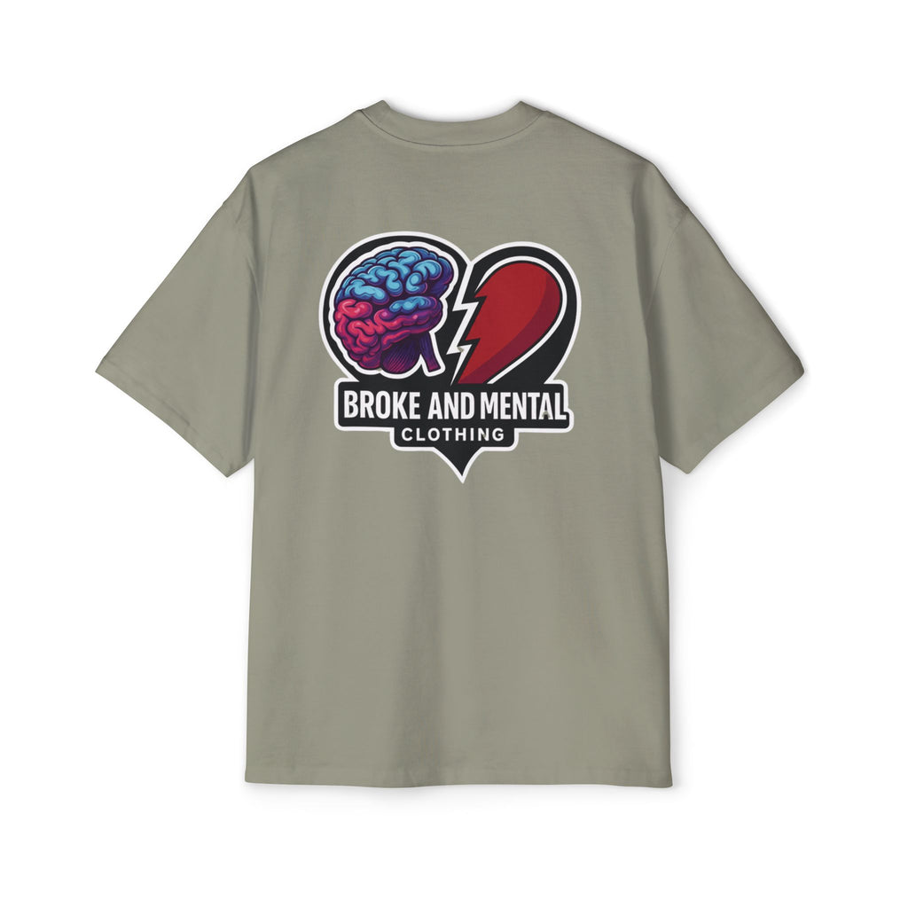 Broke & Mental Graphic Tee — Heart Brain Broken Logo Oversized T-Shirt