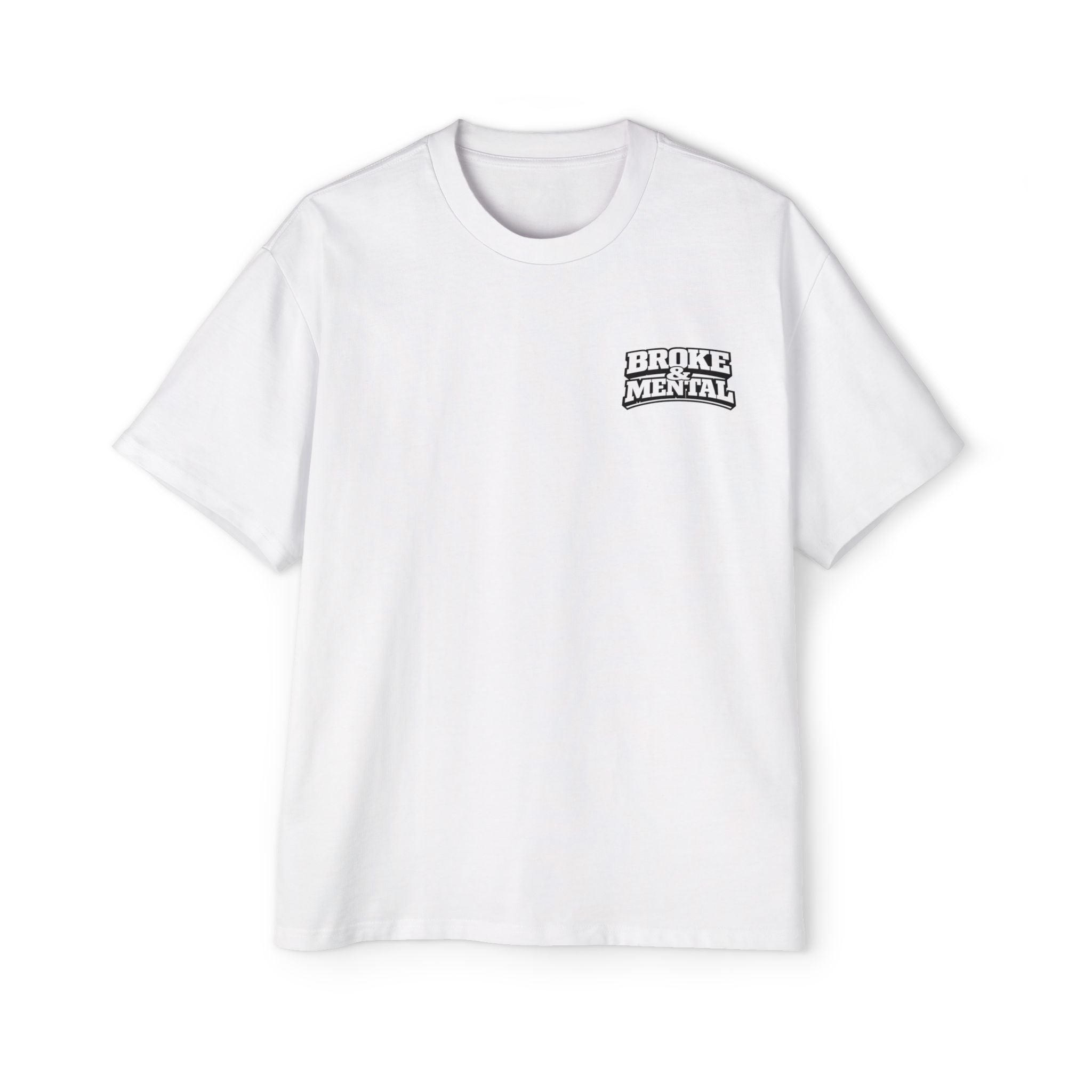 Broke & Mental Graphic Tee — Heart Brain Broken Logo Oversized T-Shirt