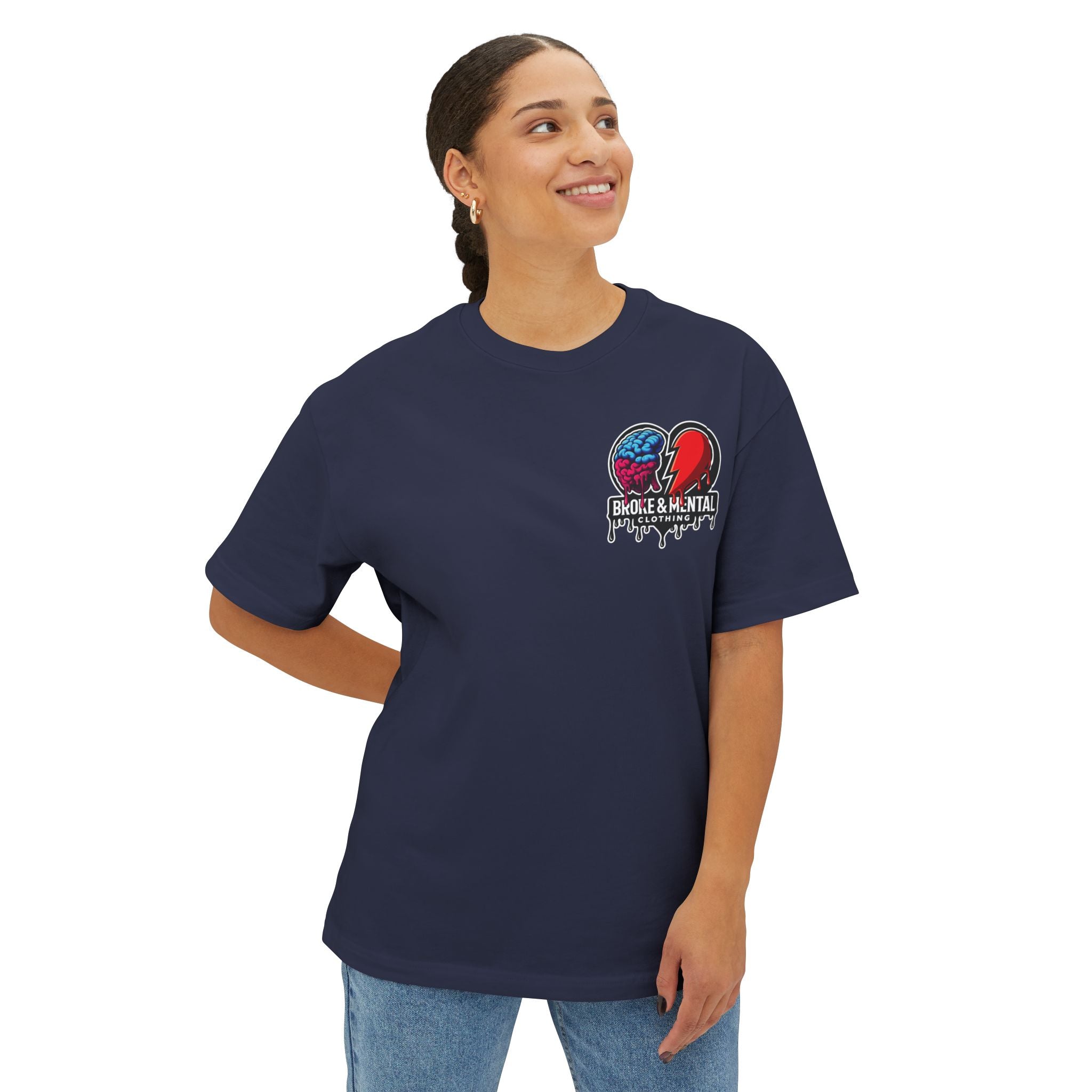 Broke & Mental Graphic Tee — Dripping Brain & Broken Heart Streetwear