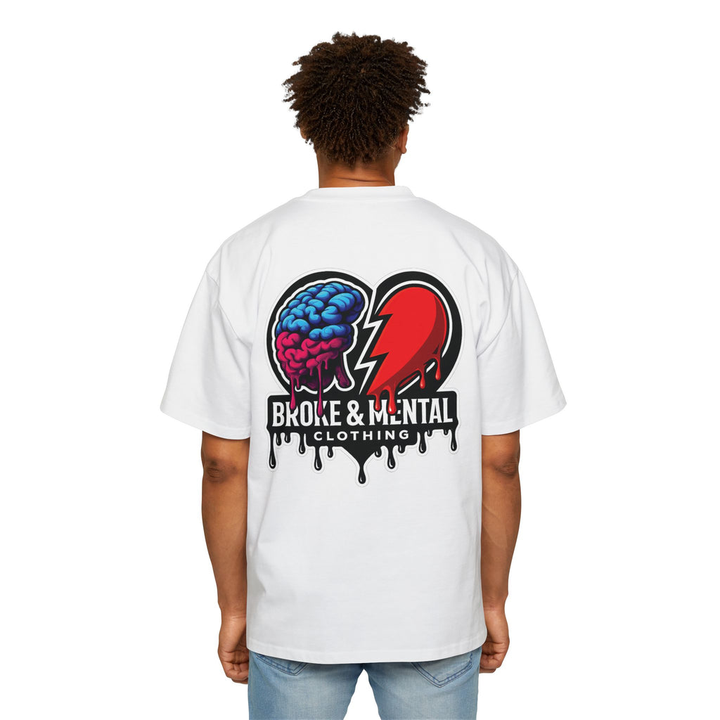 Oversized Tee — “Broke & Mental” warped drip