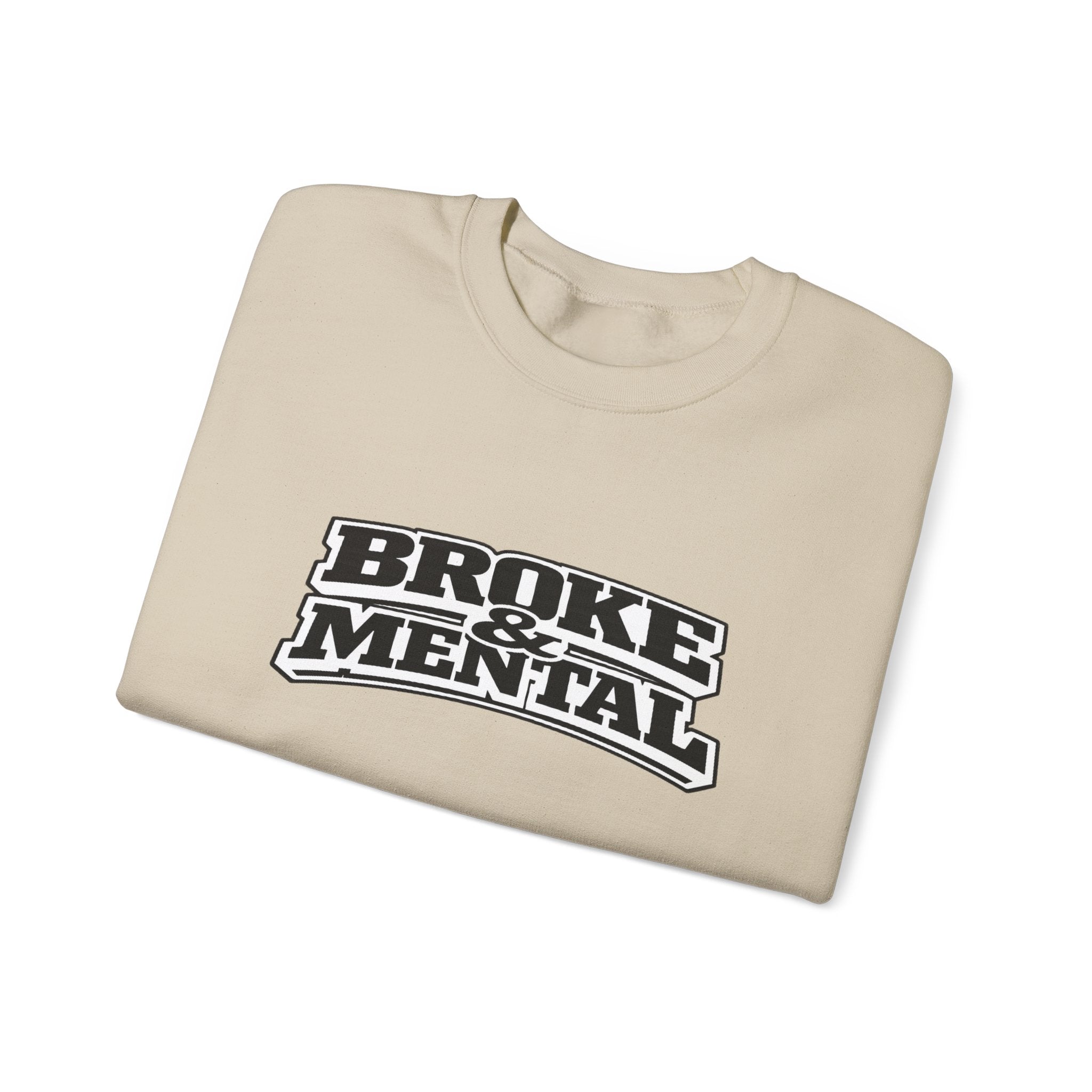 Broken Mental Crewneck Sweatshirt - Retro Distressed Graphic Pullover