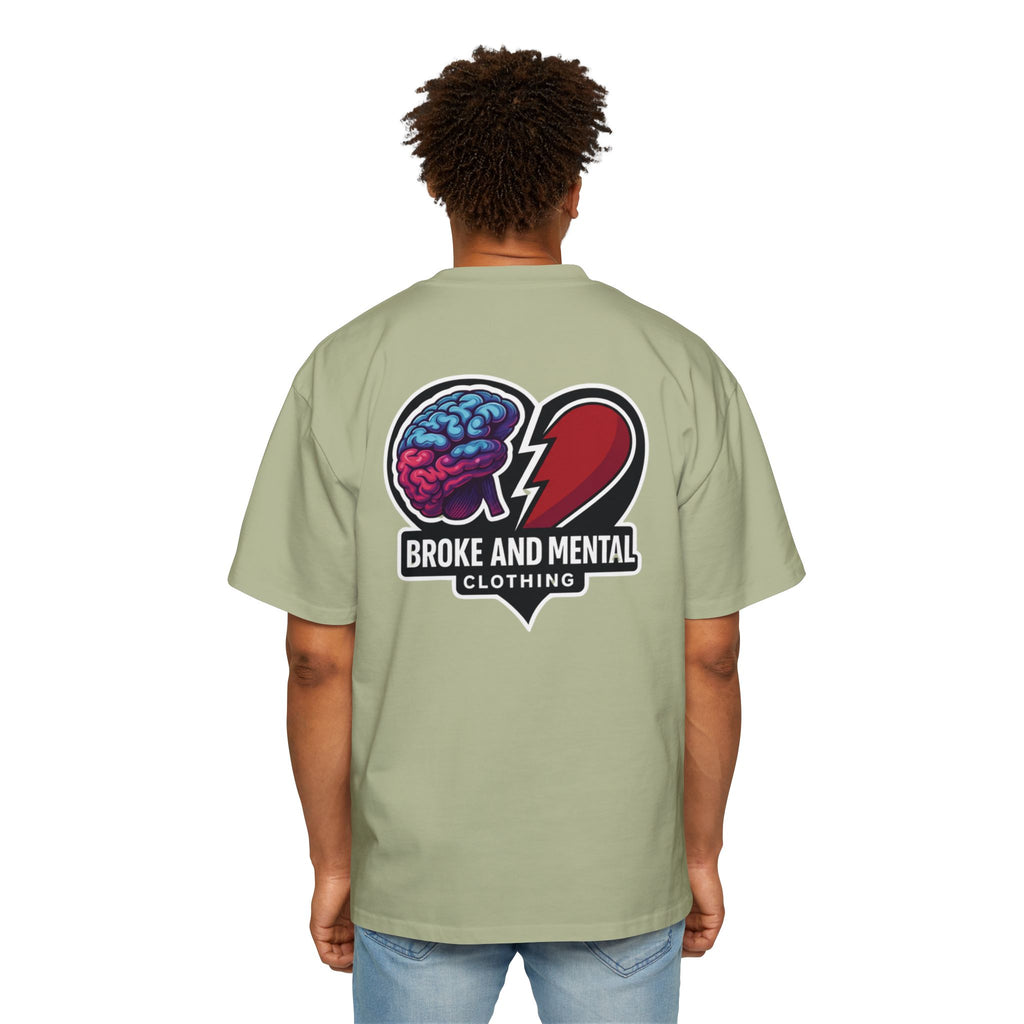 Broke & Mental Graphic Tee — Heart Brain Broken Logo Oversized T-Shirt