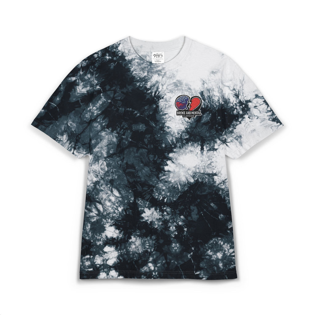 Tie-Dye Embroidered T-Shirt – Black Cloud Oversized Tee