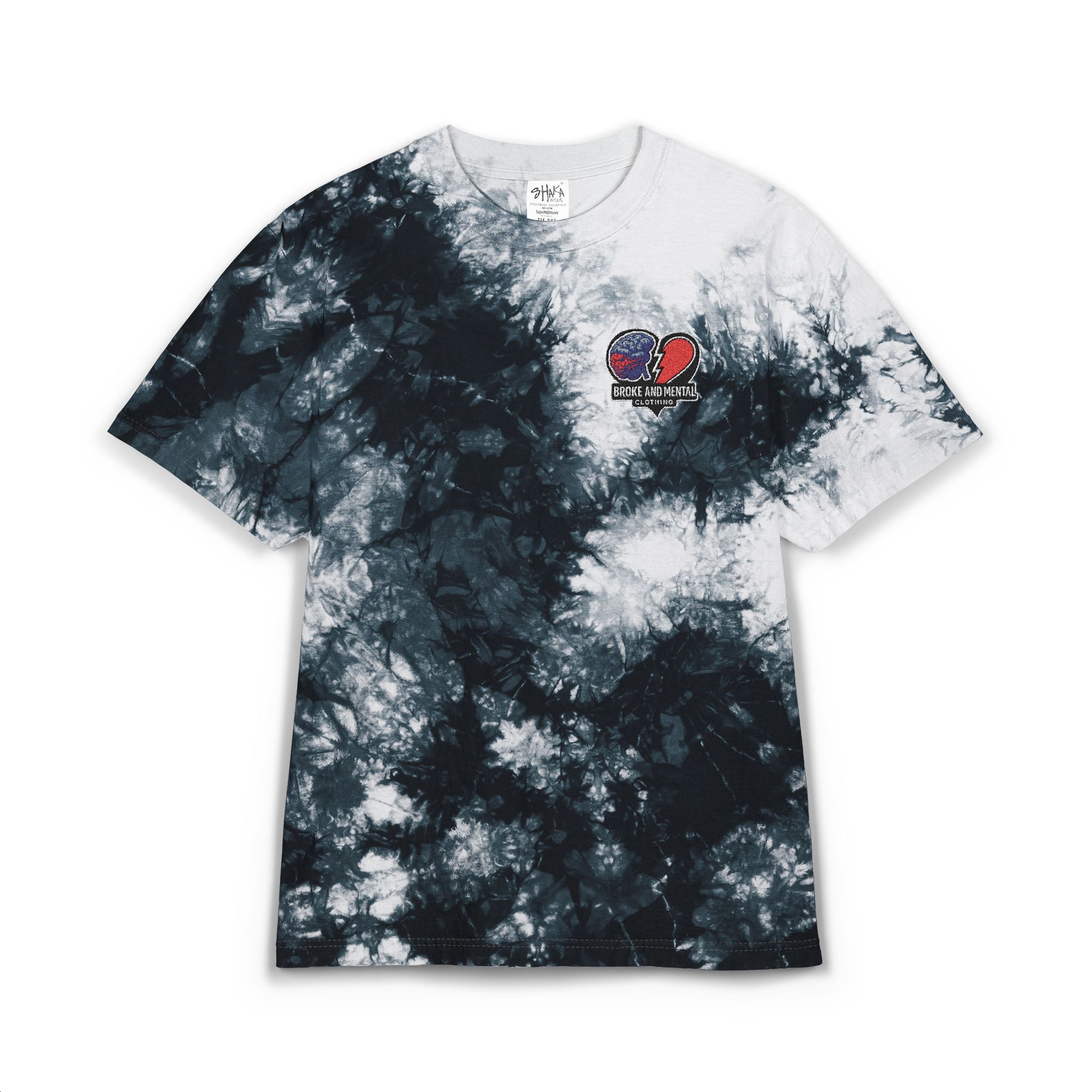 Tie-Dye Embroidered T-Shirt – Black Cloud Oversized Tee