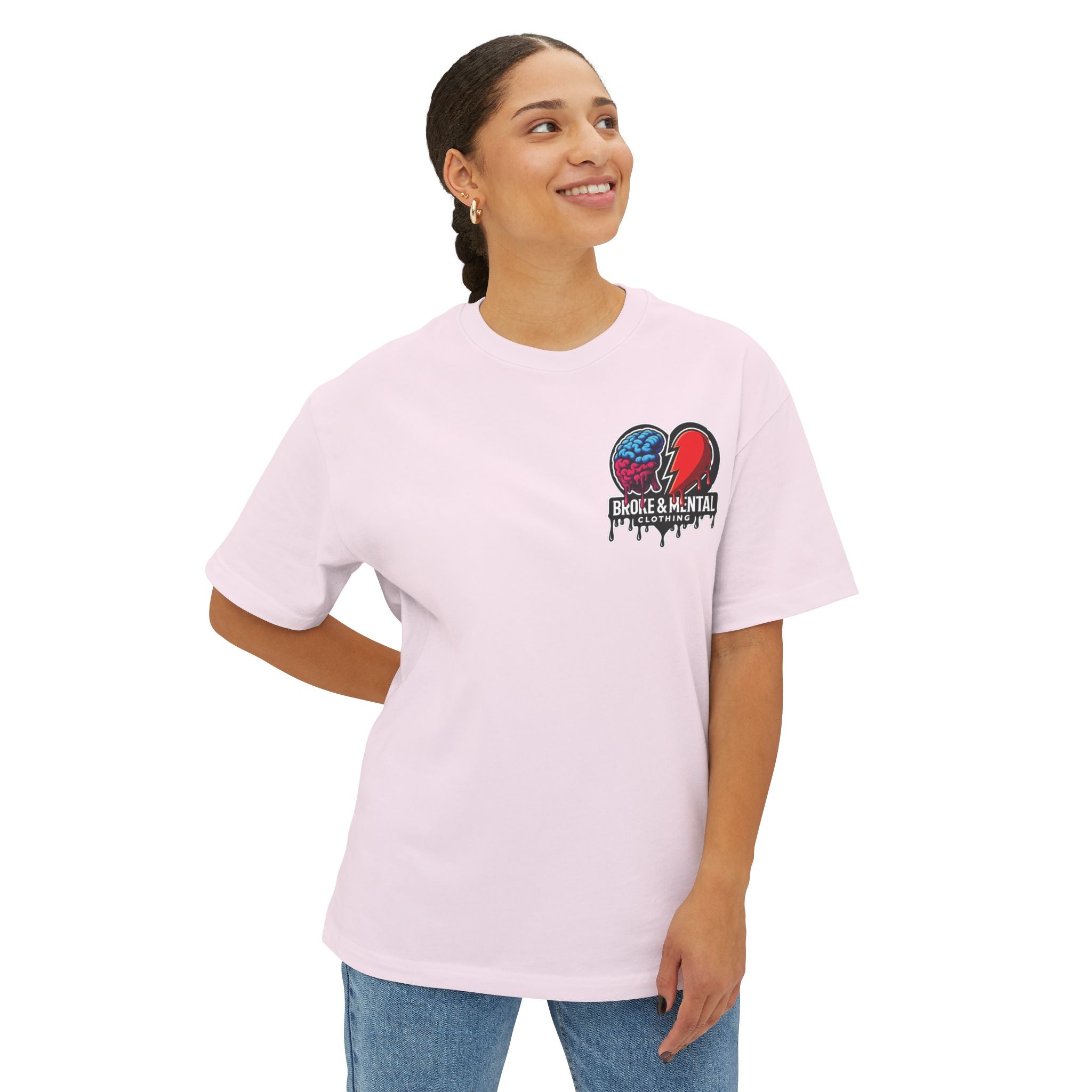 Broke & Mental Graphic Tee — Dripping Brain & Broken Heart Streetwear