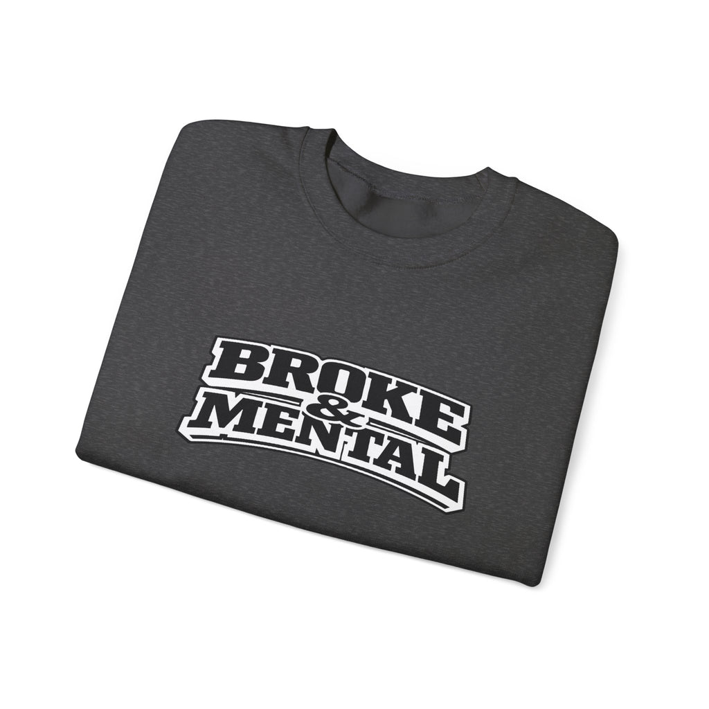 Broken Mental Crewneck Sweatshirt - Retro Distressed Graphic Pullover