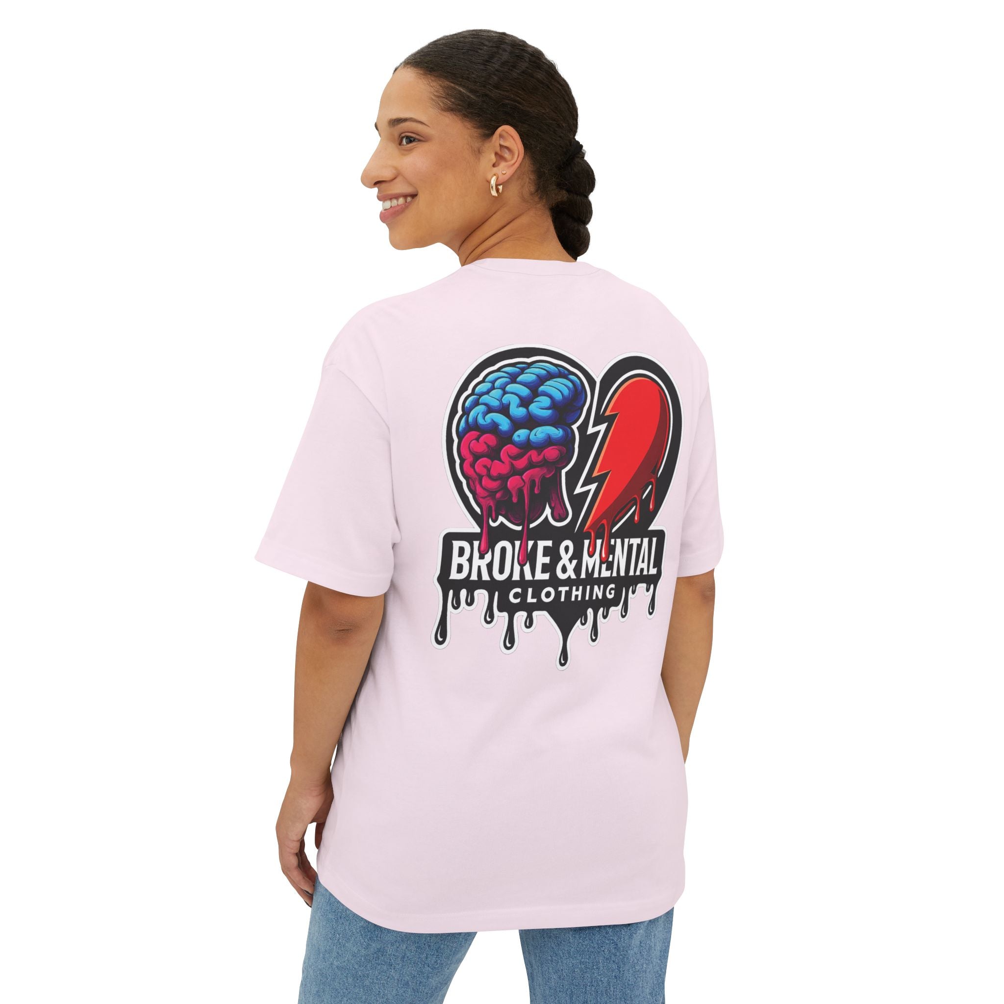 Broke & Mental Graphic Tee — Dripping Brain & Broken Heart Streetwear