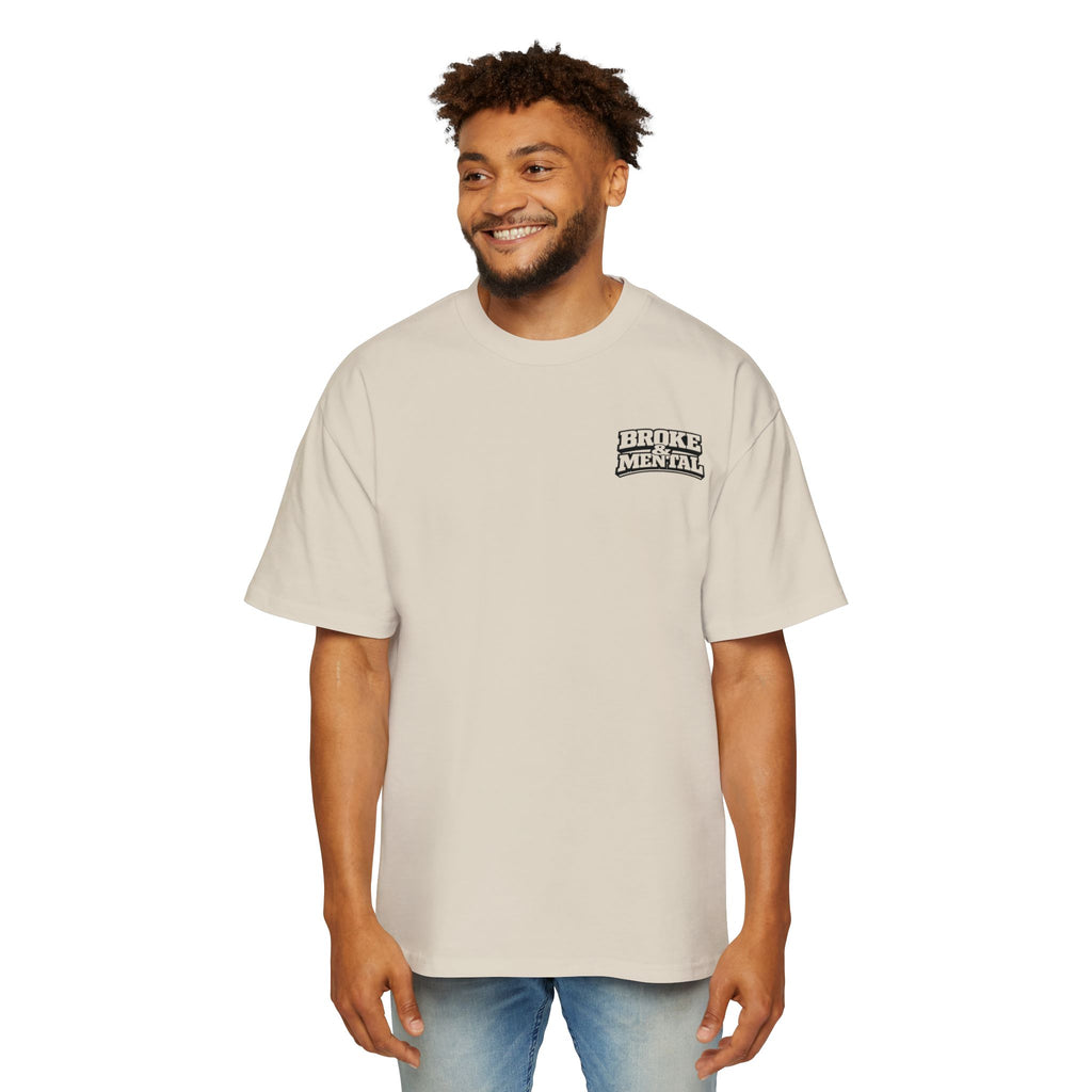 Broke & Mental Graphic Tee — Heart Brain Broken Logo Oversized T-Shirt