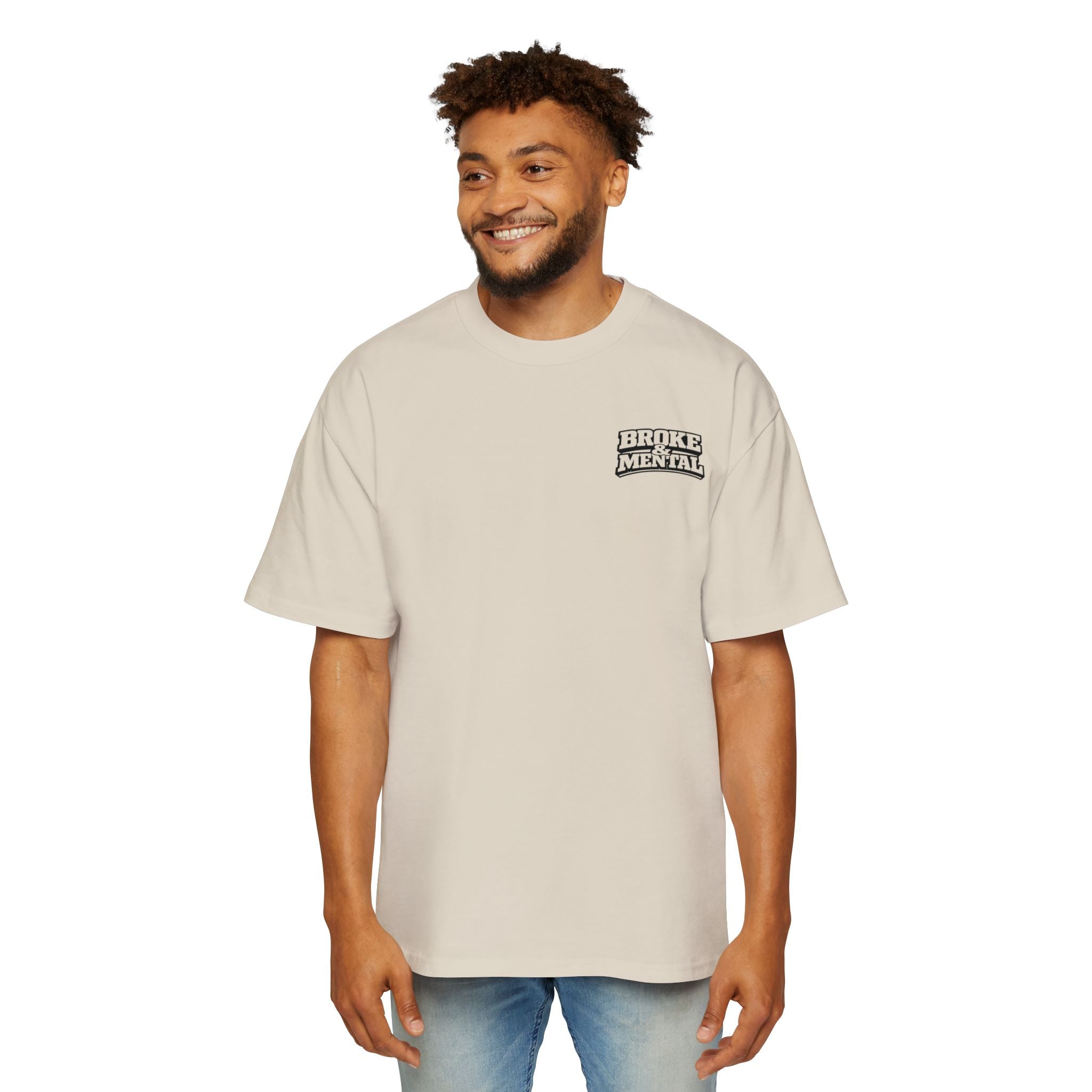 Broke & Mental Graphic Tee — Heart Brain Broken Logo Oversized T-Shirt
