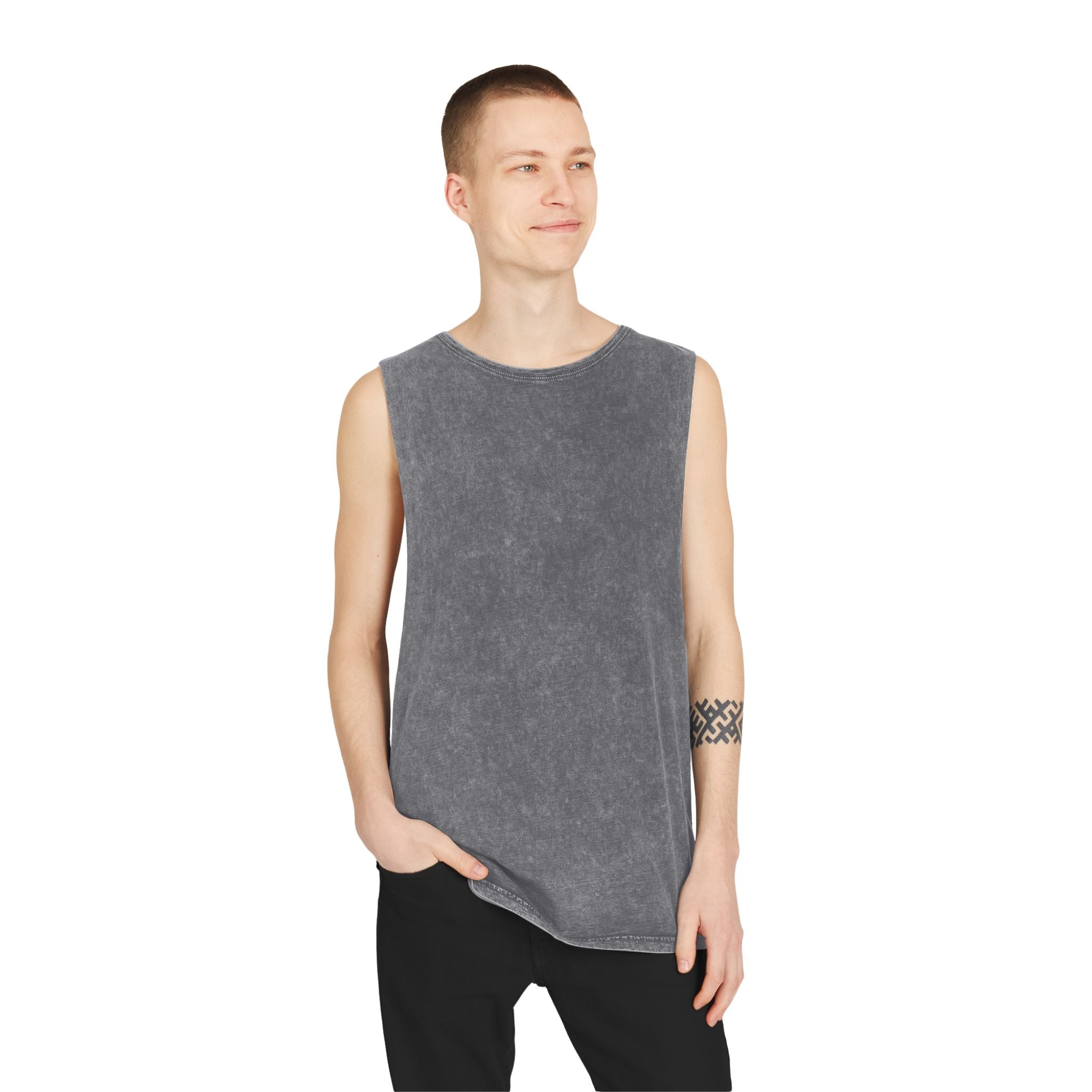 Broke and Mental Stonewash Tank Top — Mental Health Heart & Brain Graphic Tank