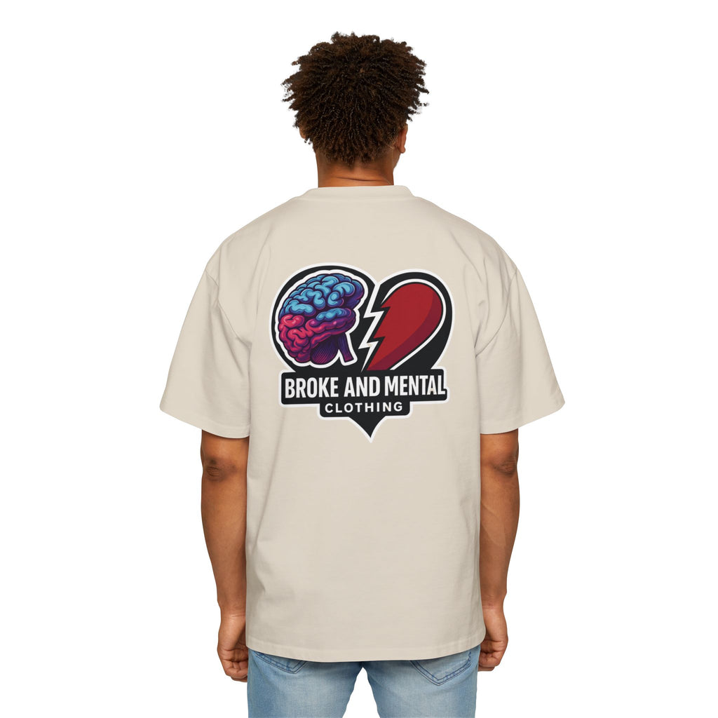 Broke & Mental Graphic Tee — Heart Brain Broken Logo Oversized T-Shirt