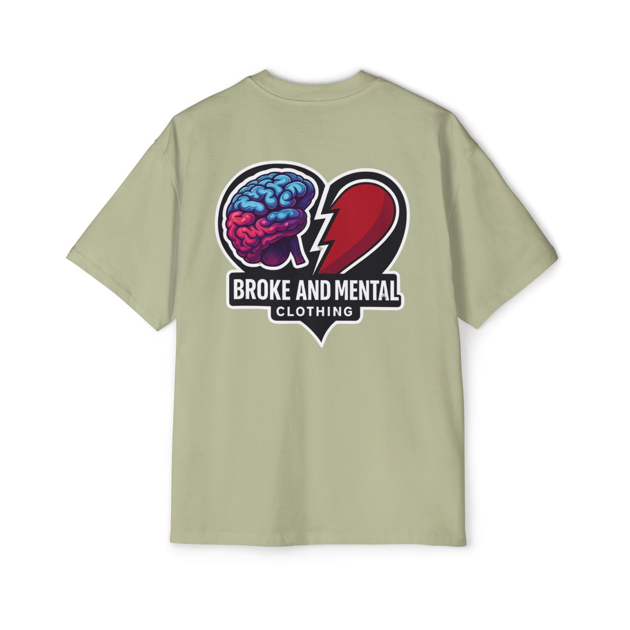 Broke & Mental Graphic Tee — Heart Brain Broken Logo Oversized T-Shirt