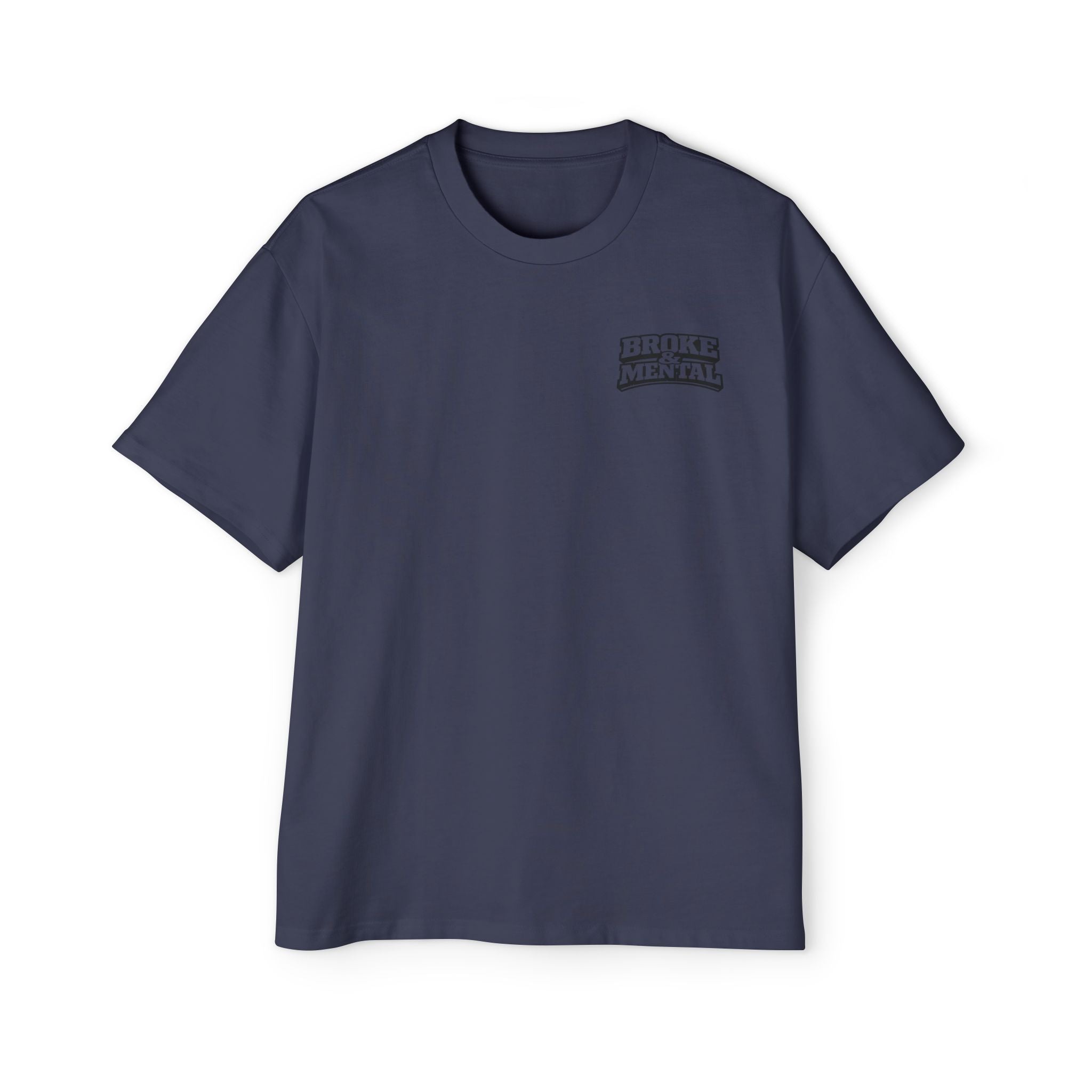 Broke & Mental Graphic Tee — Heart Brain Broken Logo Oversized T-Shirt