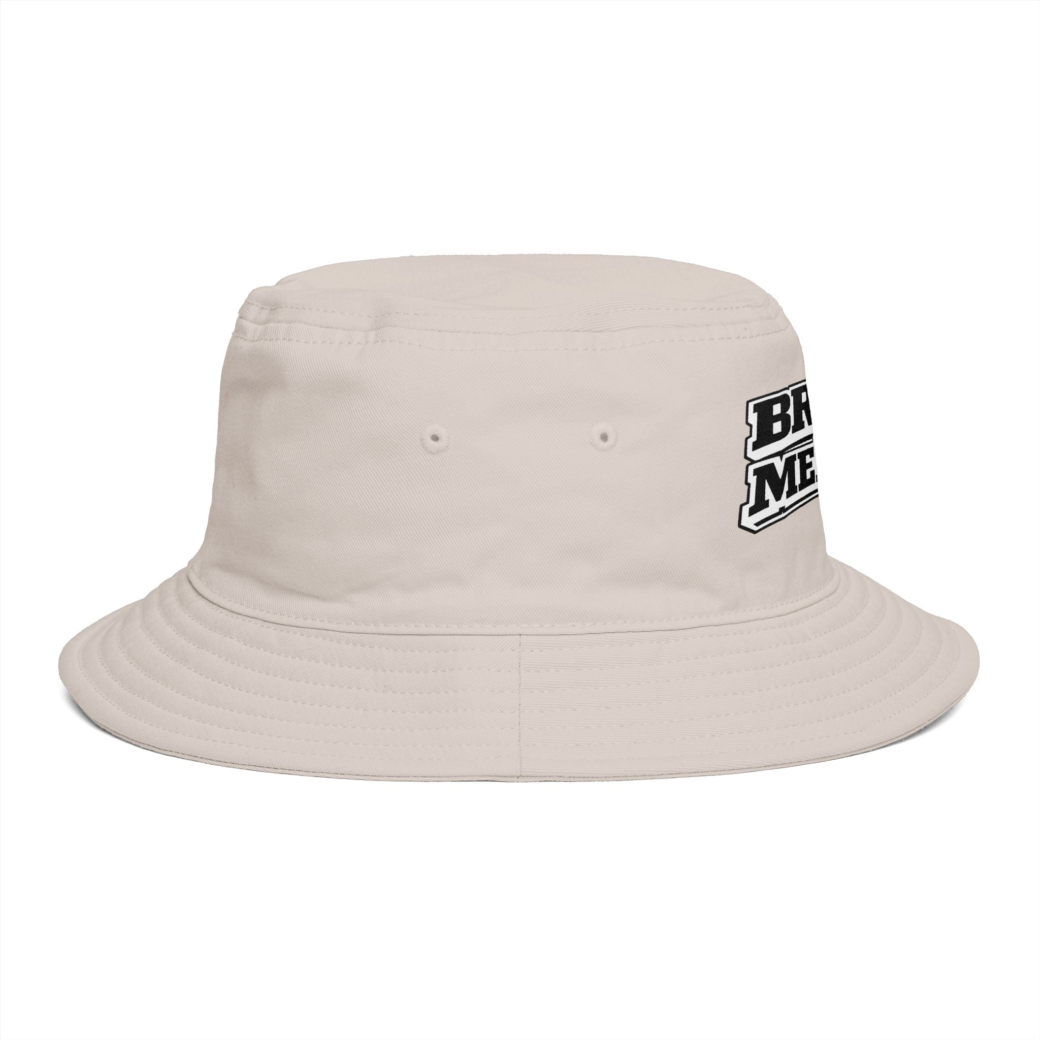 Bucket Hat — "Broke & Mental" Retro Patch Cotton Bucket Hat