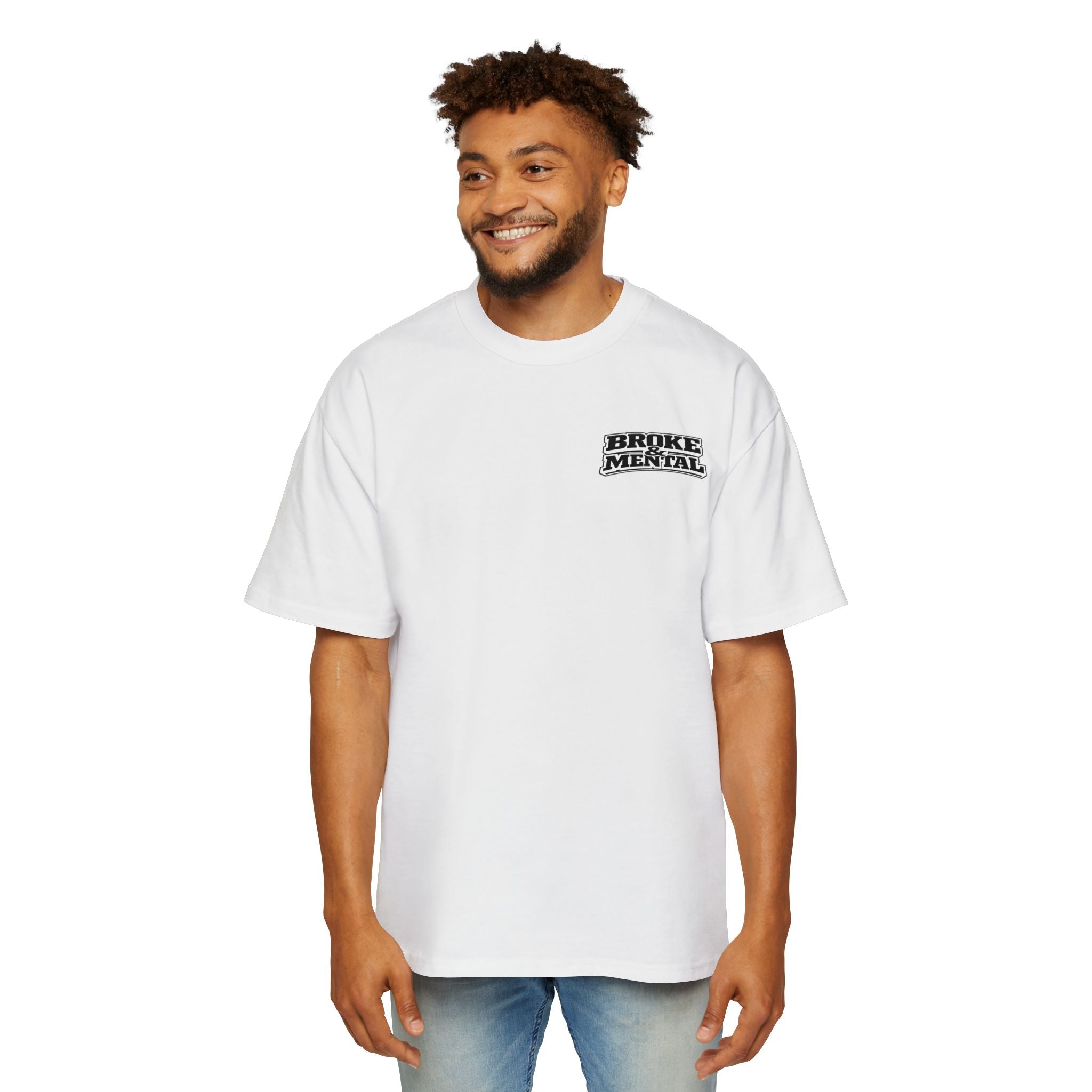 Broke & Mental Graphic Tee — Heart Brain Broken Logo Oversized T-Shirt