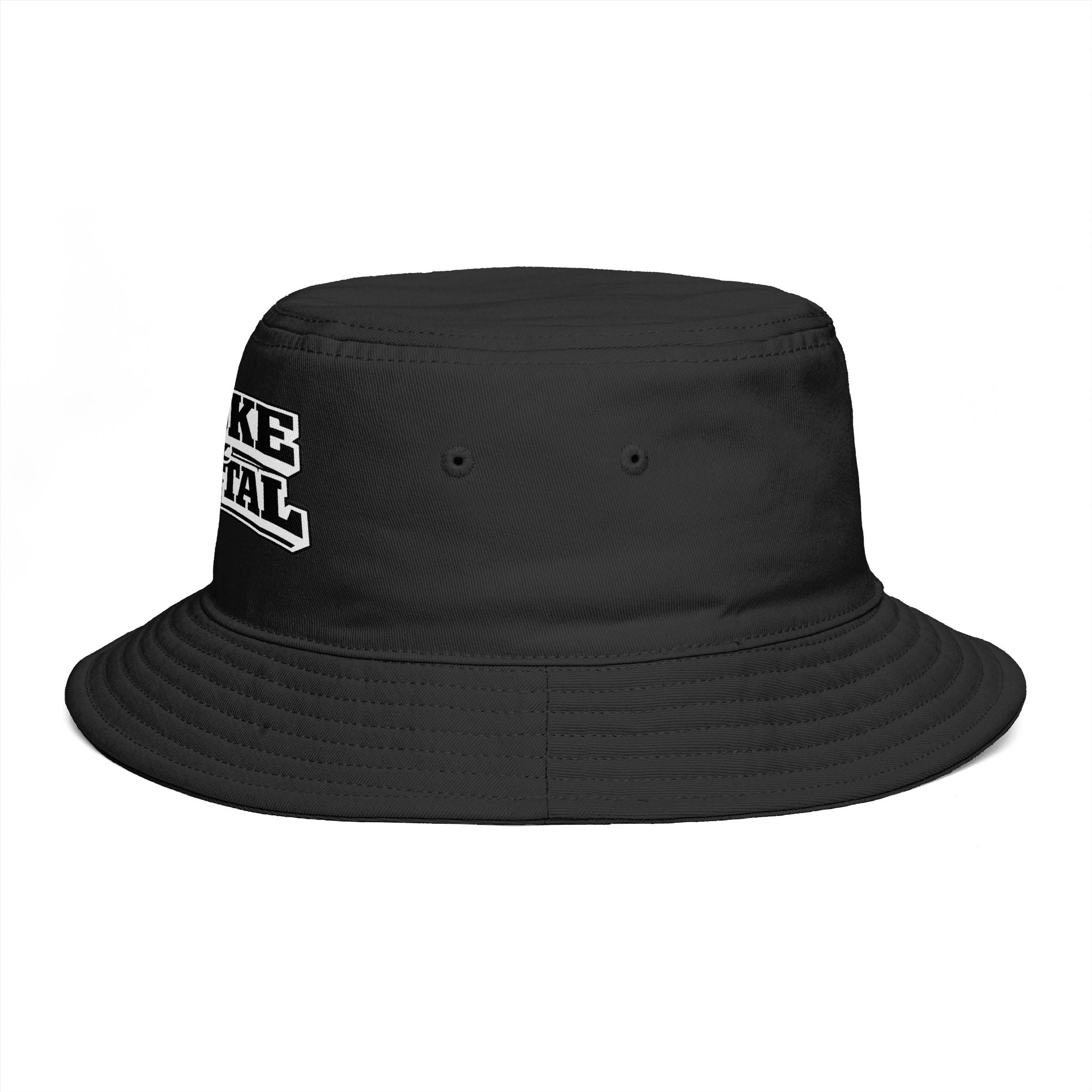 Bucket Hat — "Broke & Mental" Retro Patch Cotton Bucket Hat