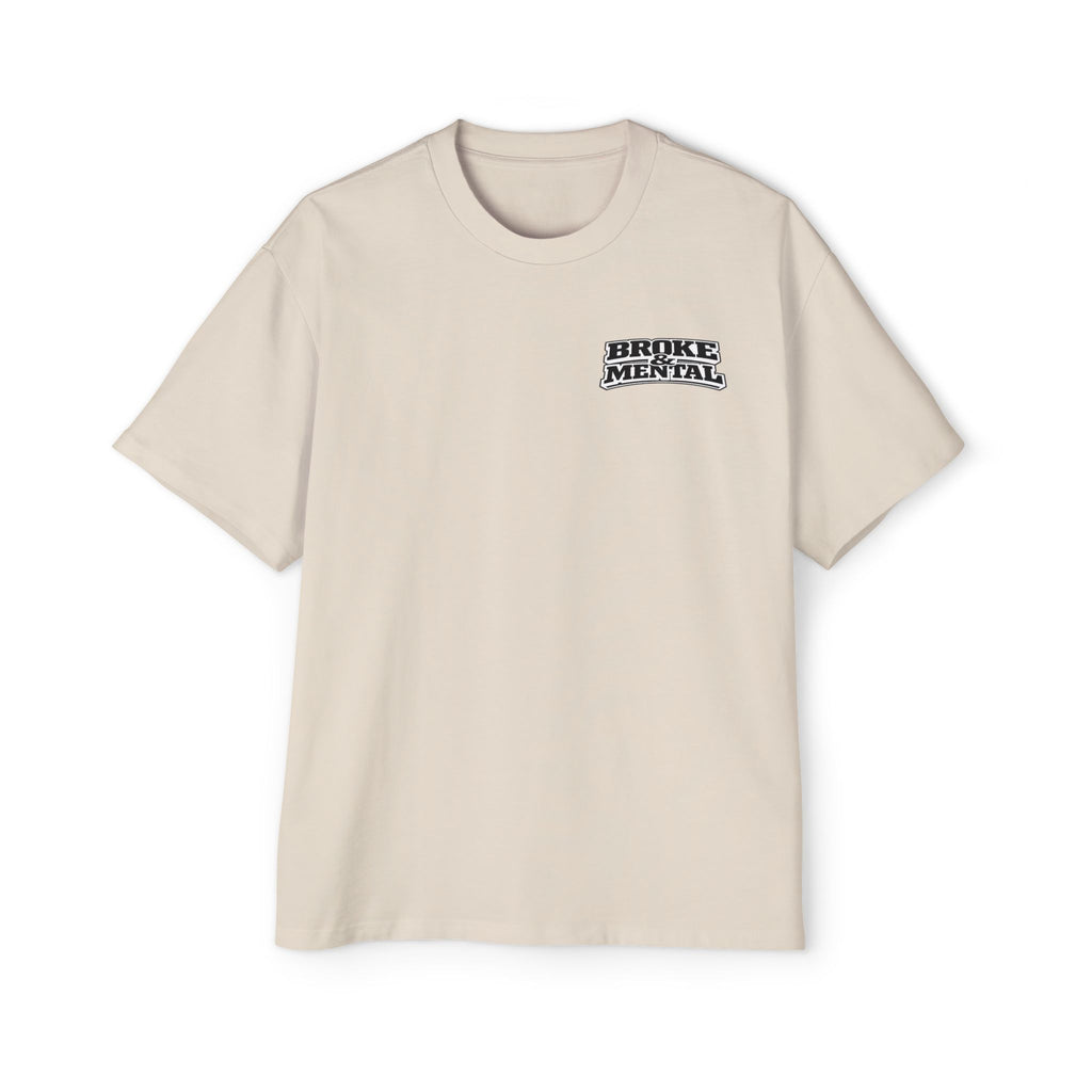 Broke & Mental Graphic Tee — Heart Brain Broken Logo Oversized T-Shirt